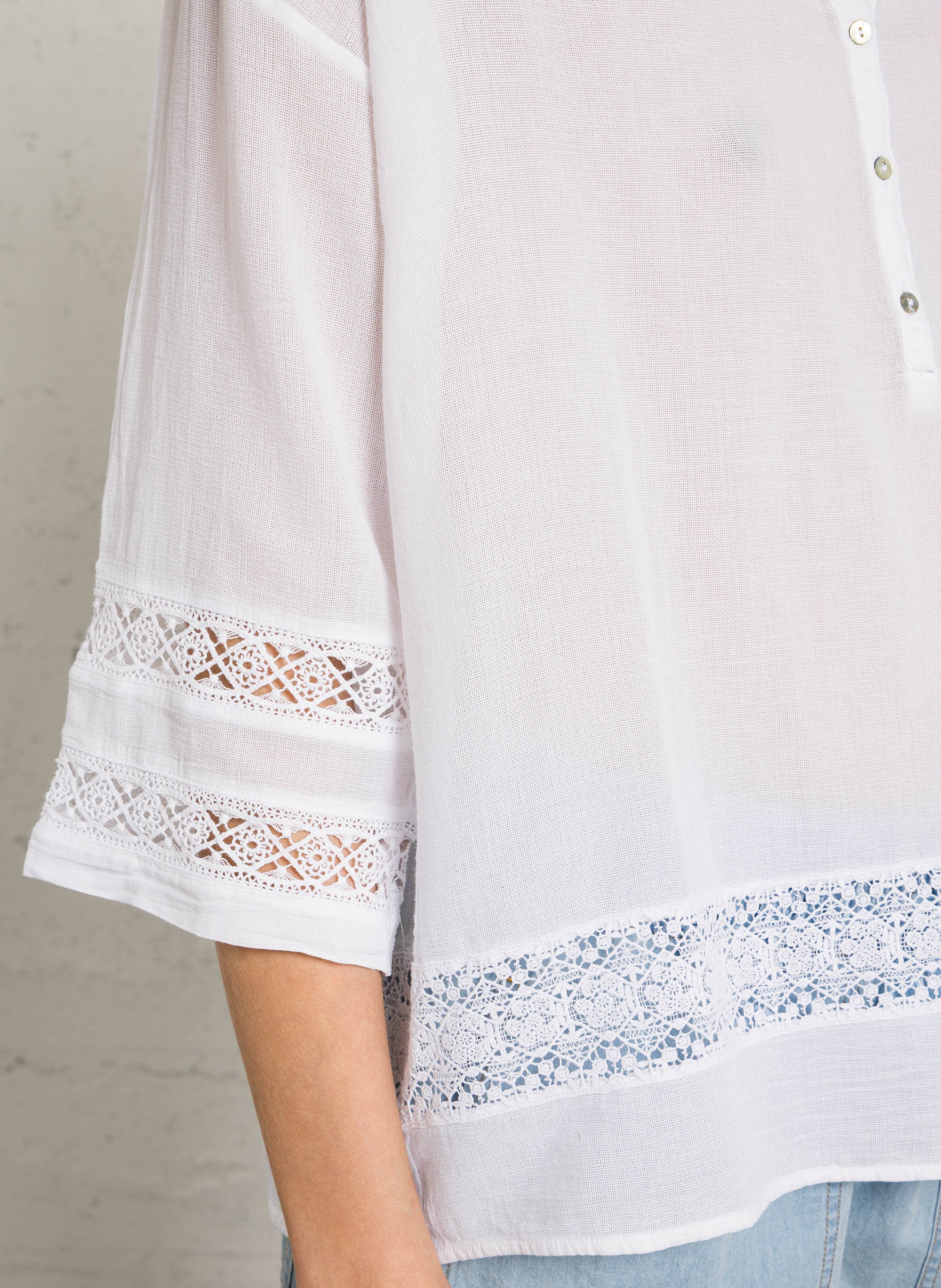 Oversized blouse met V-hals van katoen BELLA JONES Wit