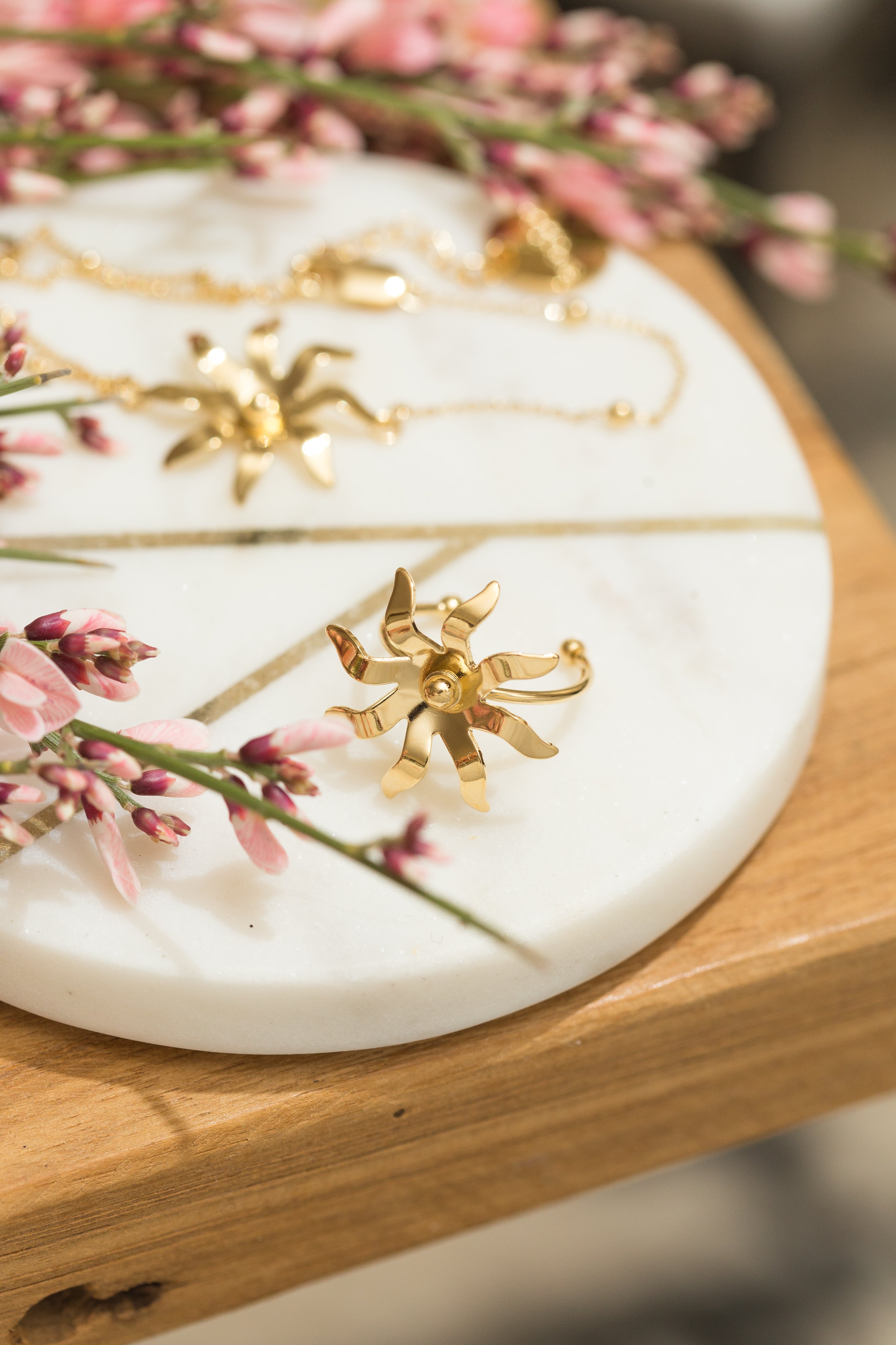 Silver plated sun ring MONSIEUR SIMONE Golden