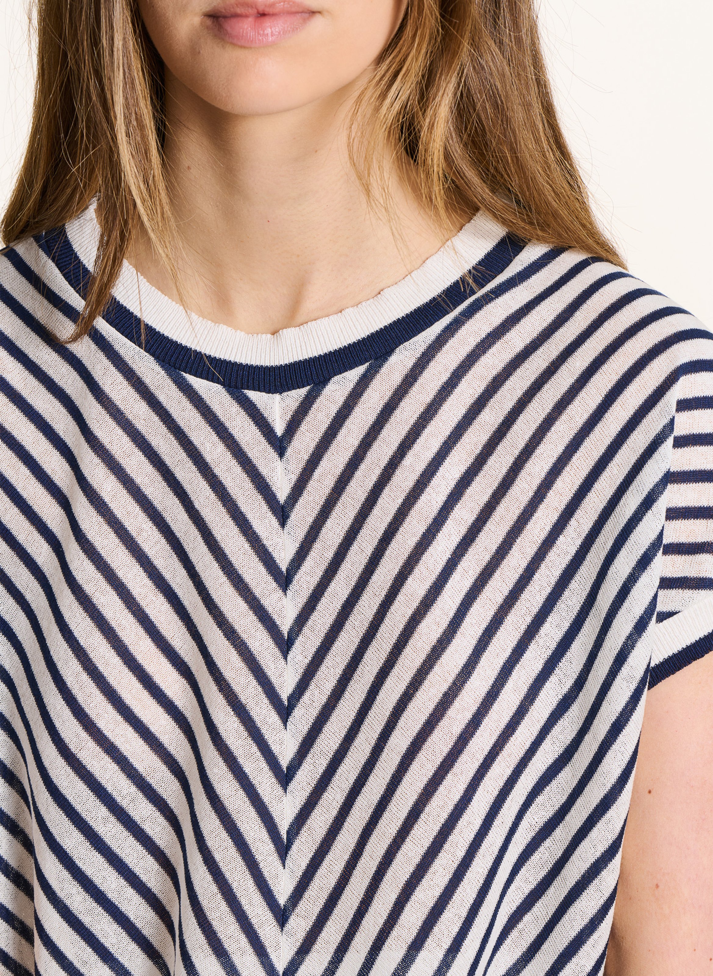 Pull oversize col rond en coton recyclé mélangé LA FEE MARABOUTEE Bleu