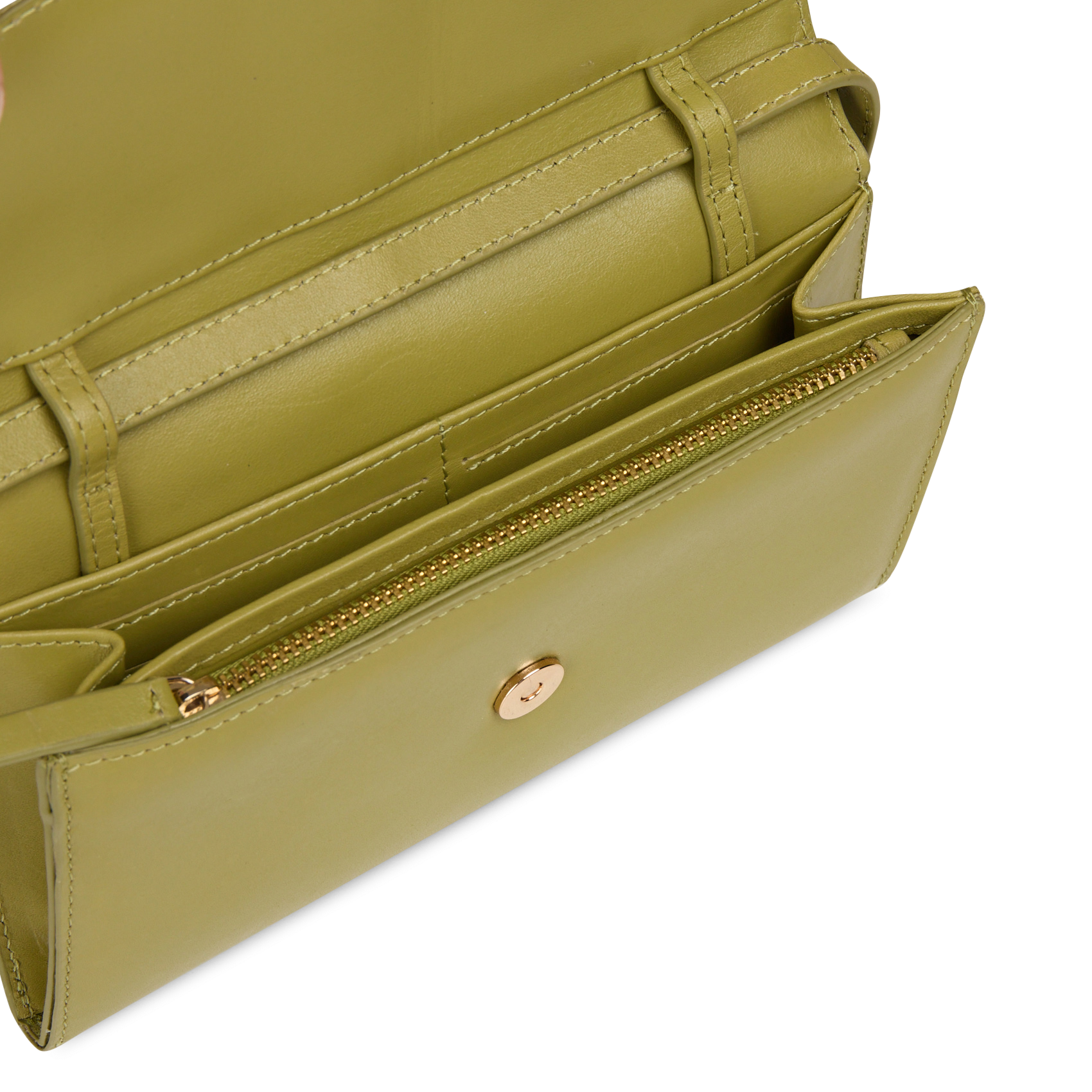 Leather cardholder with shoulder strap PETITE MENDIGOTE Green