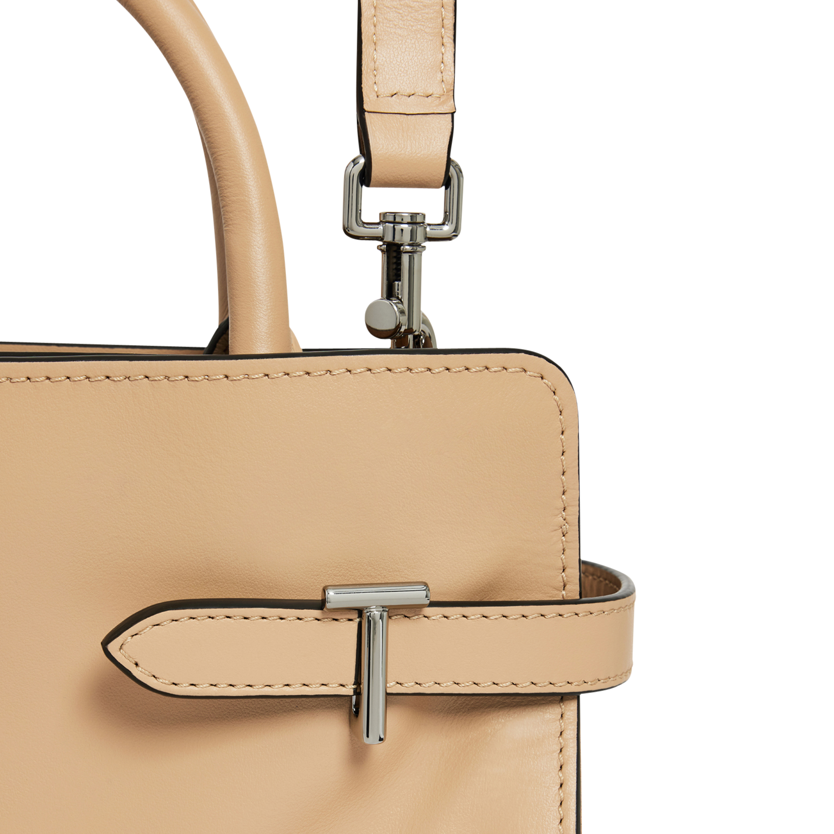 Bowlingtasche aus genarbtem Leder mit Reißverschluss LE TANNEUR Beige