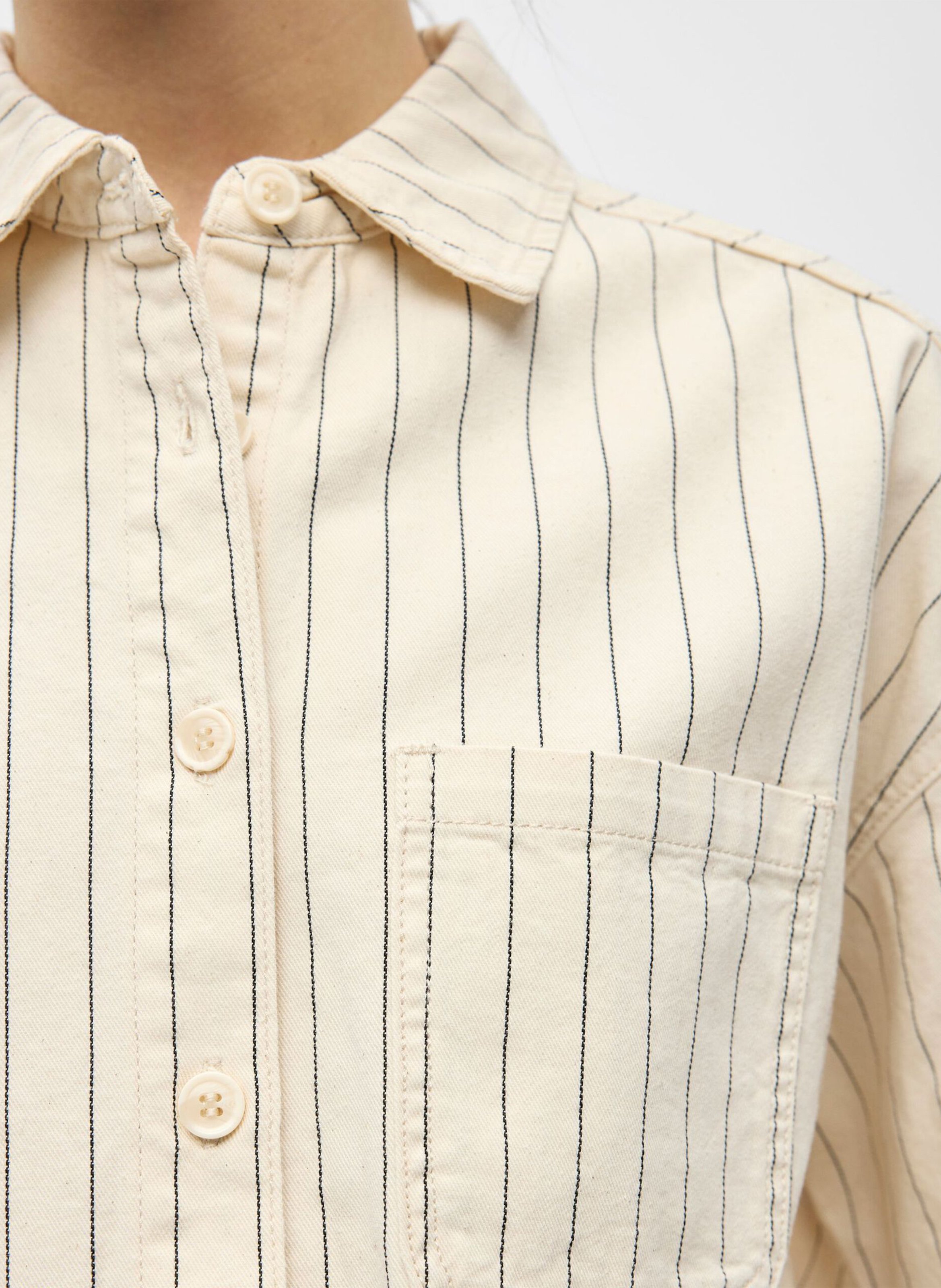 Short-sleeved striped shirt OBJECT Beige