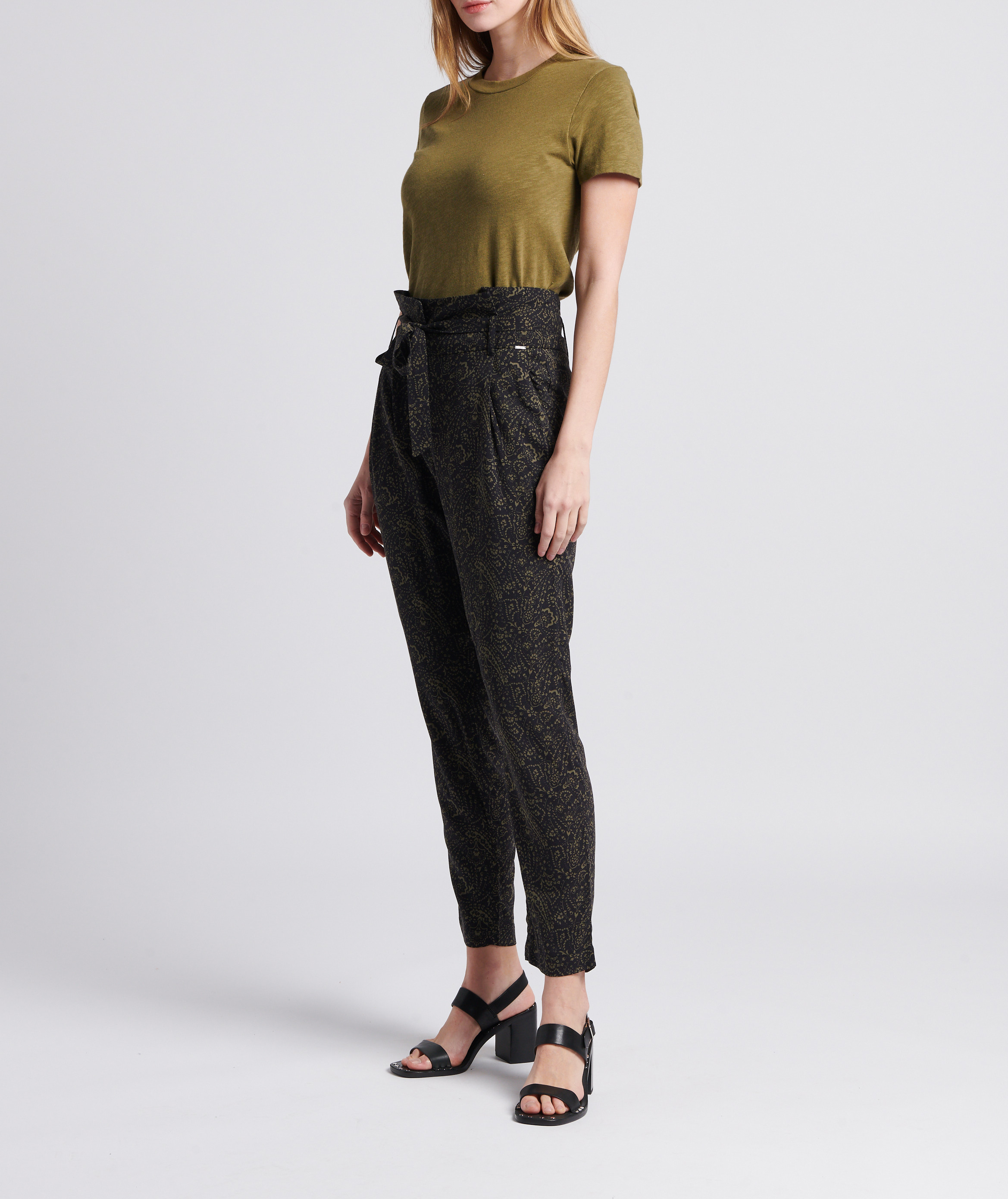 Recht, katoenen T-shirt met ronde hals AMERICAN VINTAGE Kaki