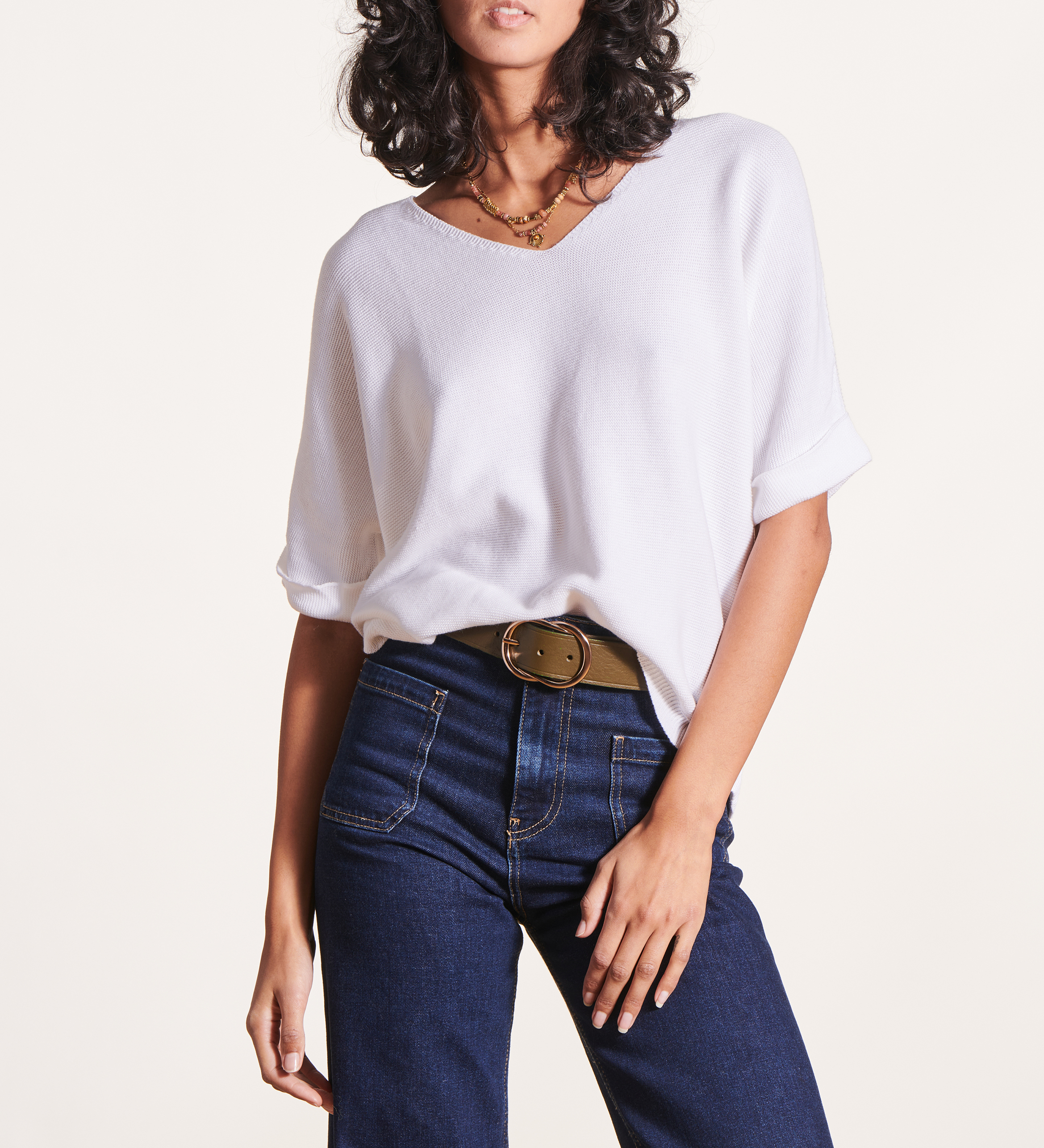 Loose-fit V-neck knit top LA FEE MARABOUTEE