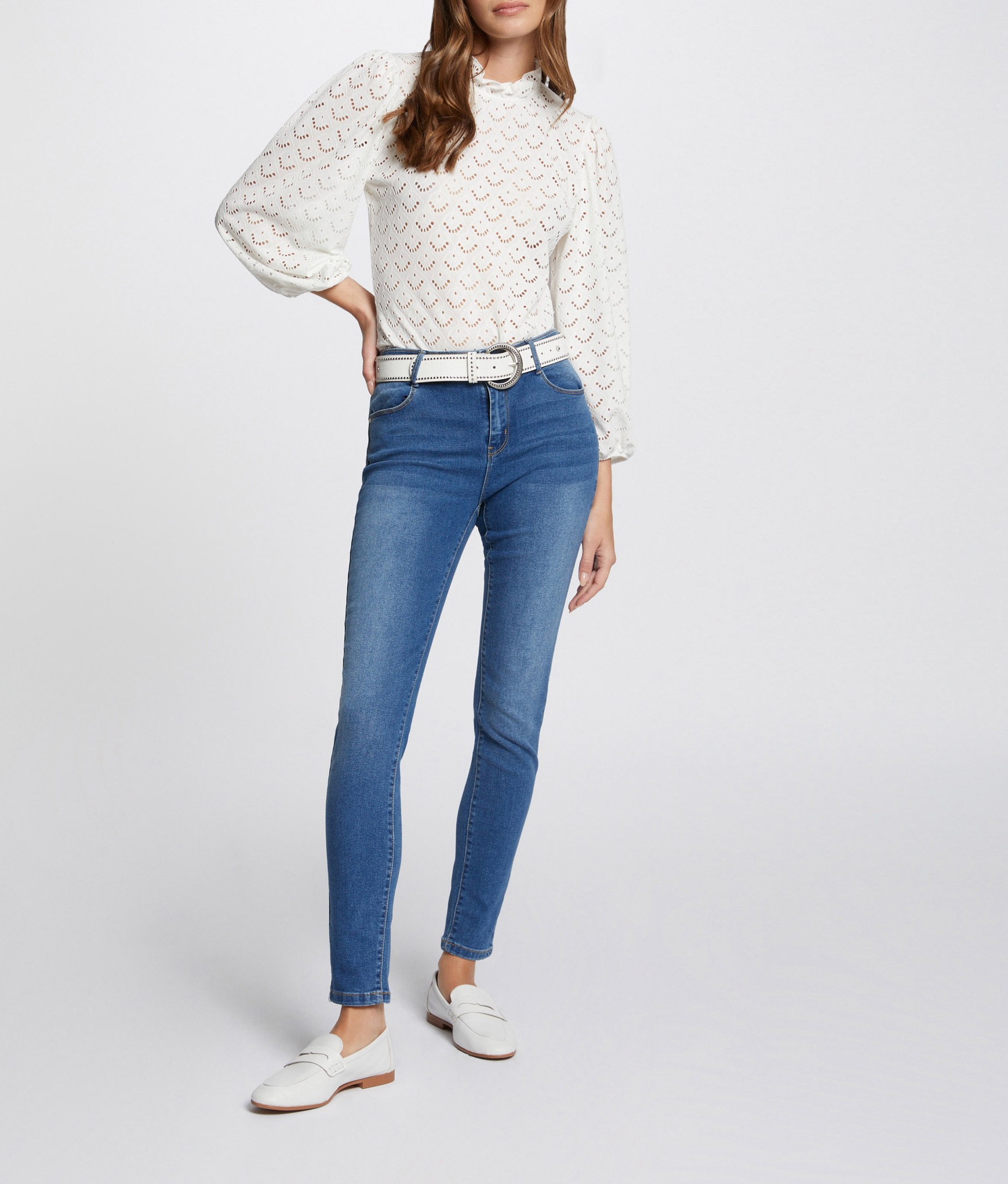 Raw-Denim-Jeans aus Baumwoll-Mix, Slim Fit MORGAN Blau