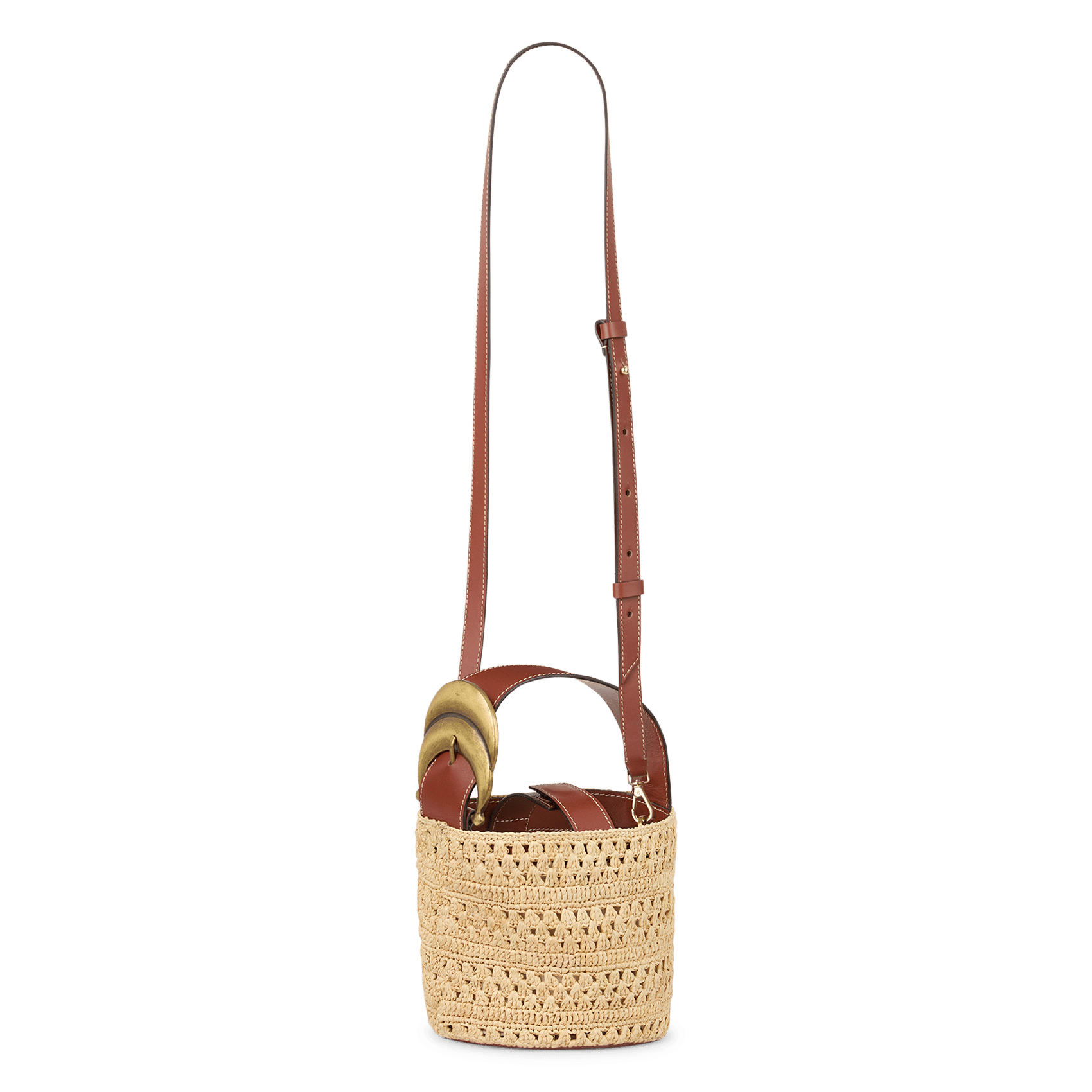 Sac seau en raphia BA&SH Marron