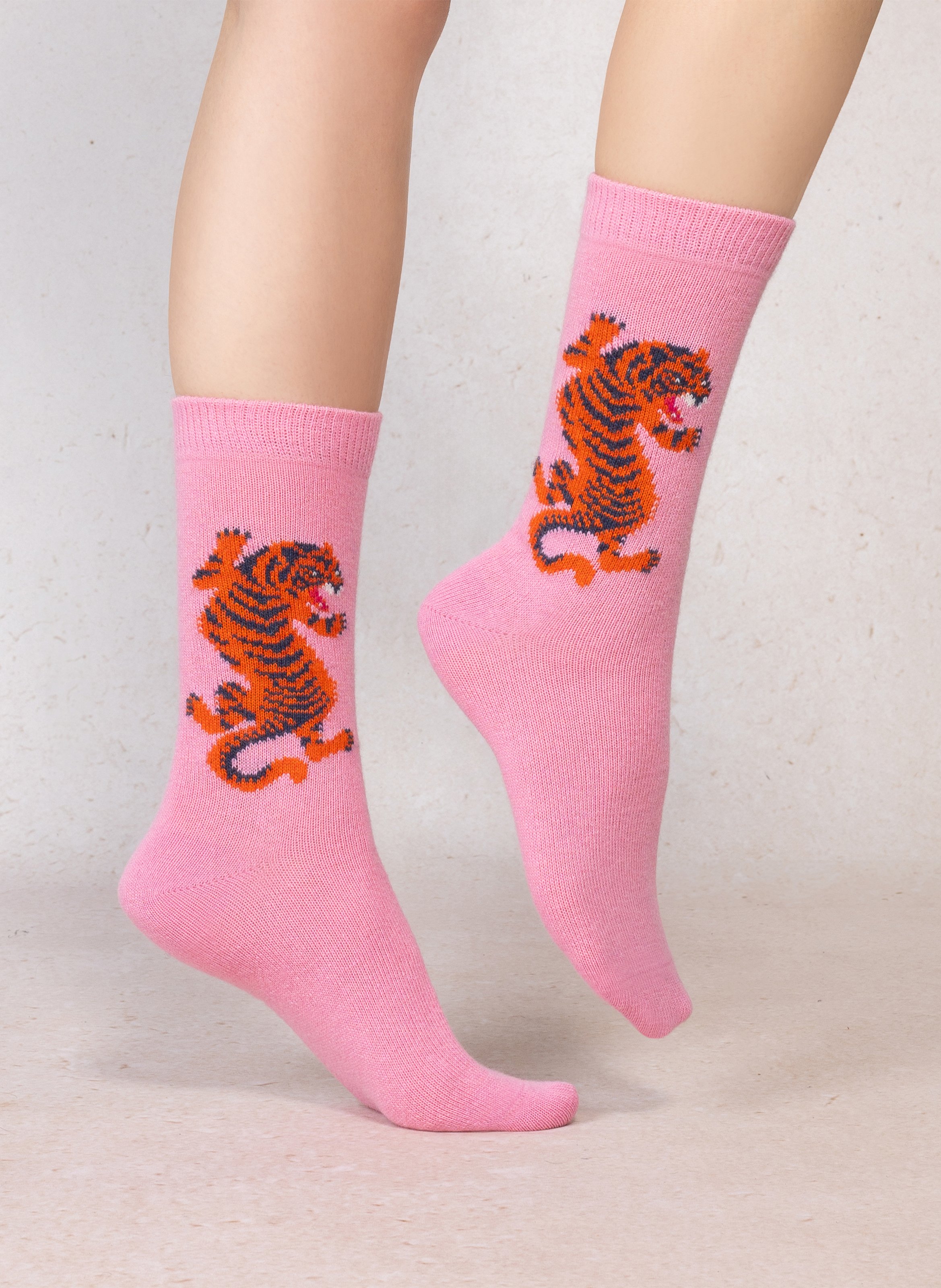 Chaussettes à imprimé tigre BLEUFORET Rose