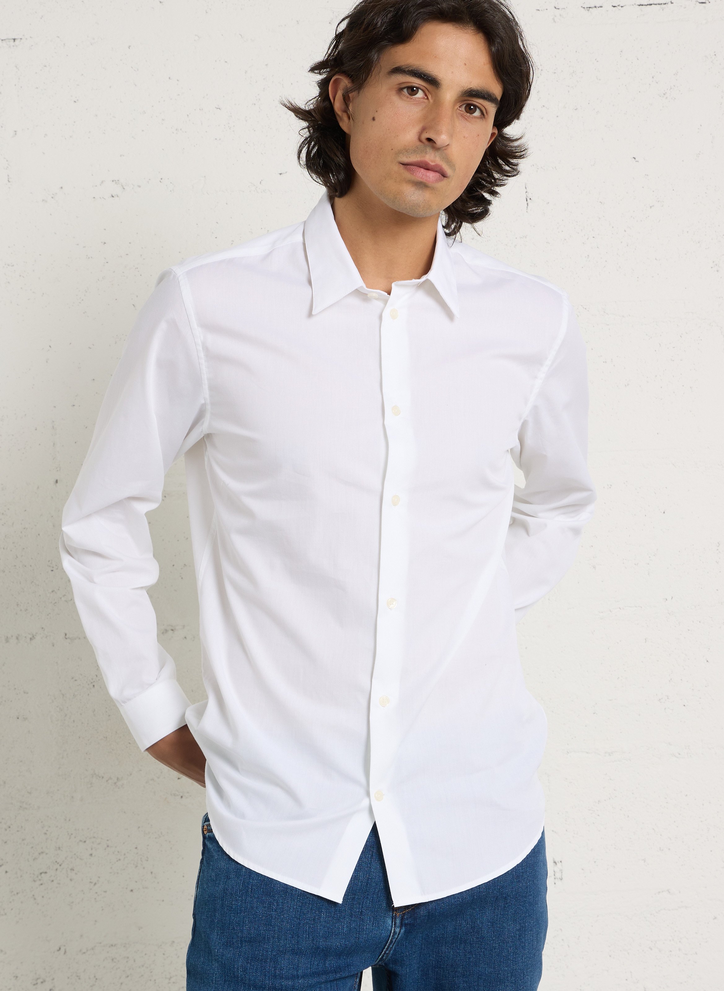 Slimfit-Hemd aus Baumwolle AU PRINTEMPS PARIS Weiss
