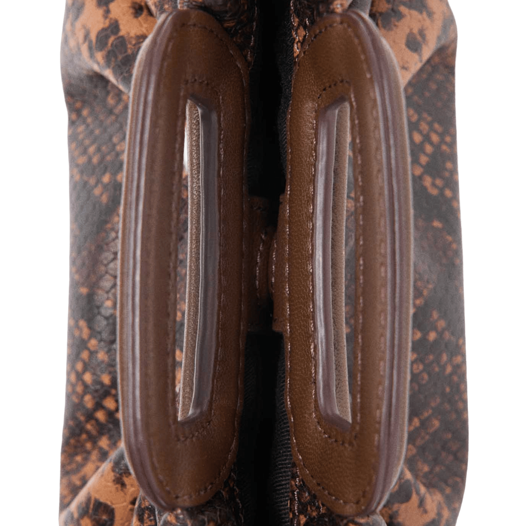 Kleine clutch van reliëfleer met pythonprint MAJE Bruin
