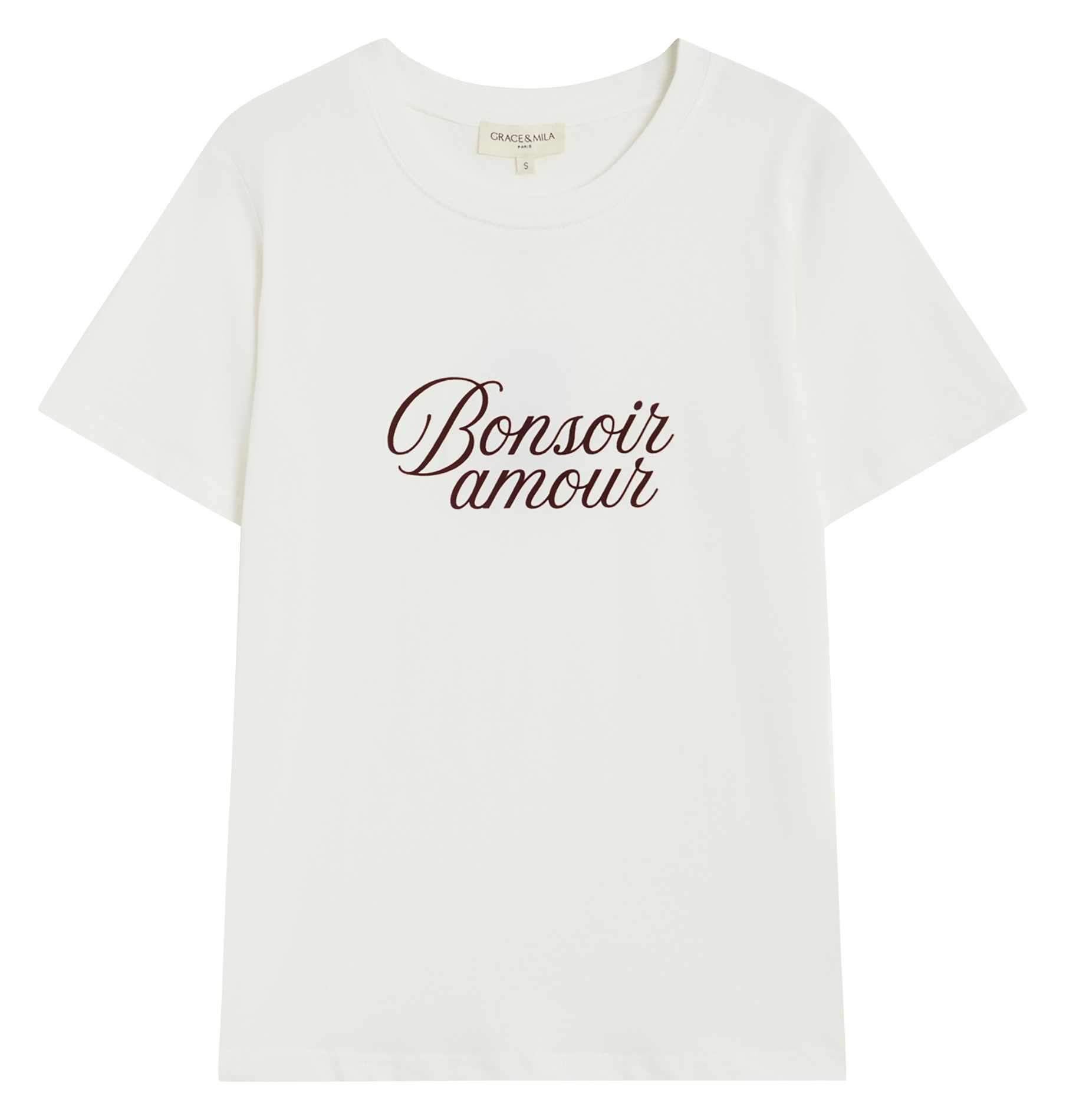 Tee-shirt col rond en coton GRACE ET MILA Blanc