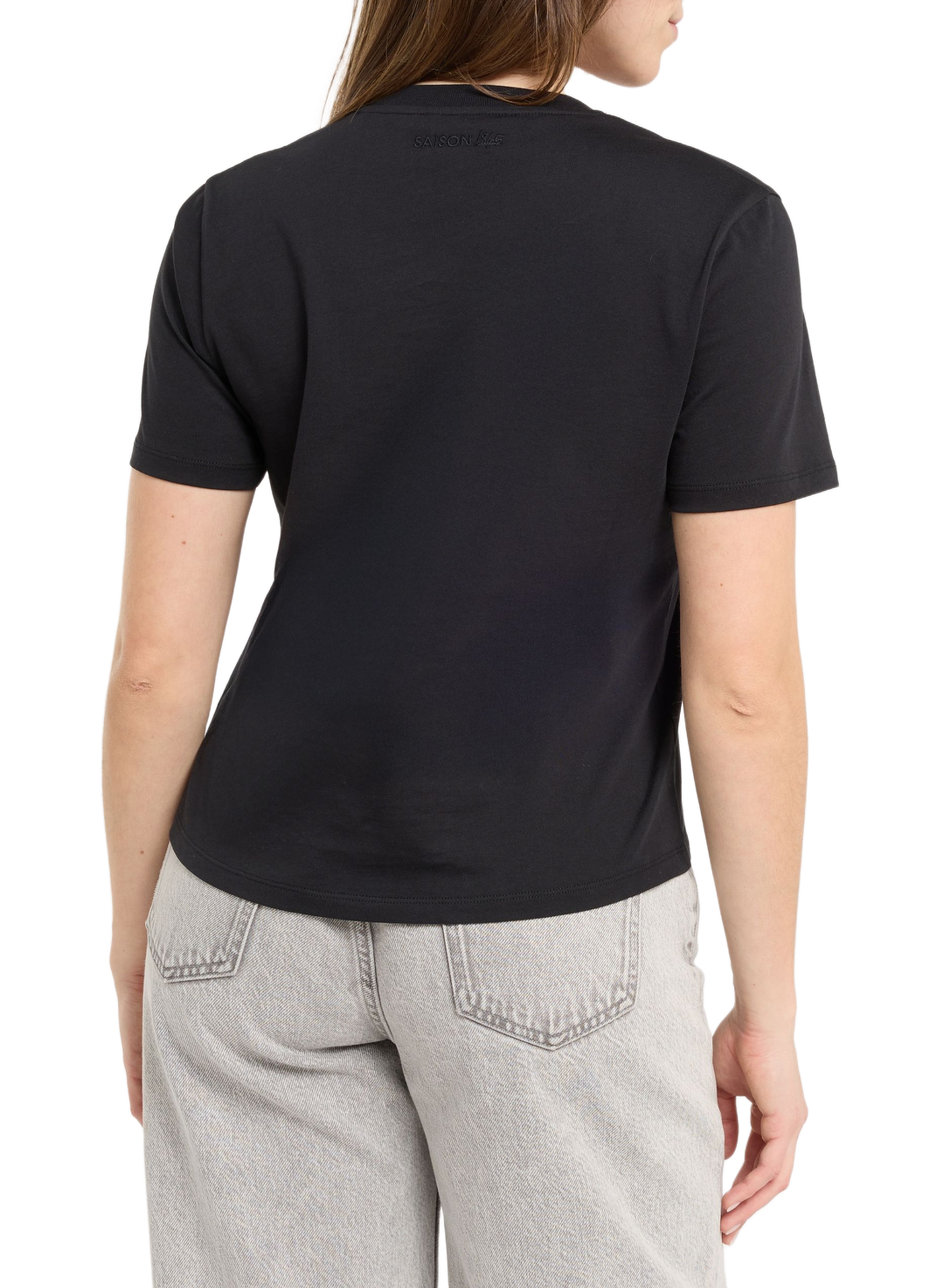 Tee-shirt col rond en coton | Noir SAISON 1865 Femme