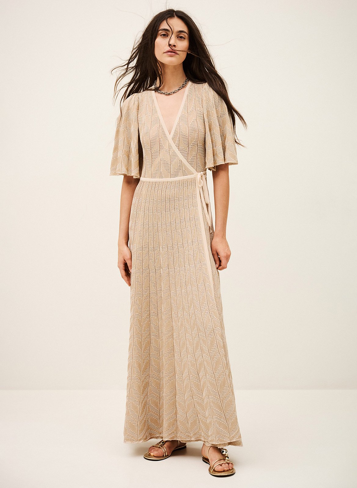 Robe longue portefeuille à paillettes BA&SH