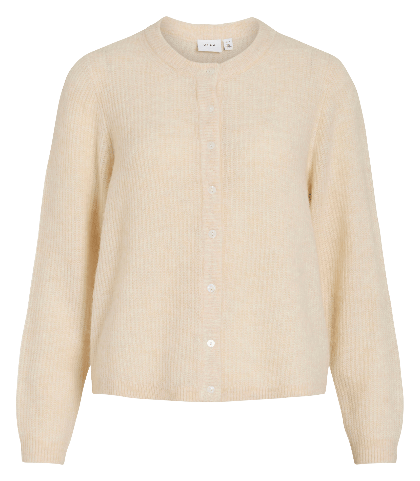 Gerade geschnittene Strickjacke VILA Beige