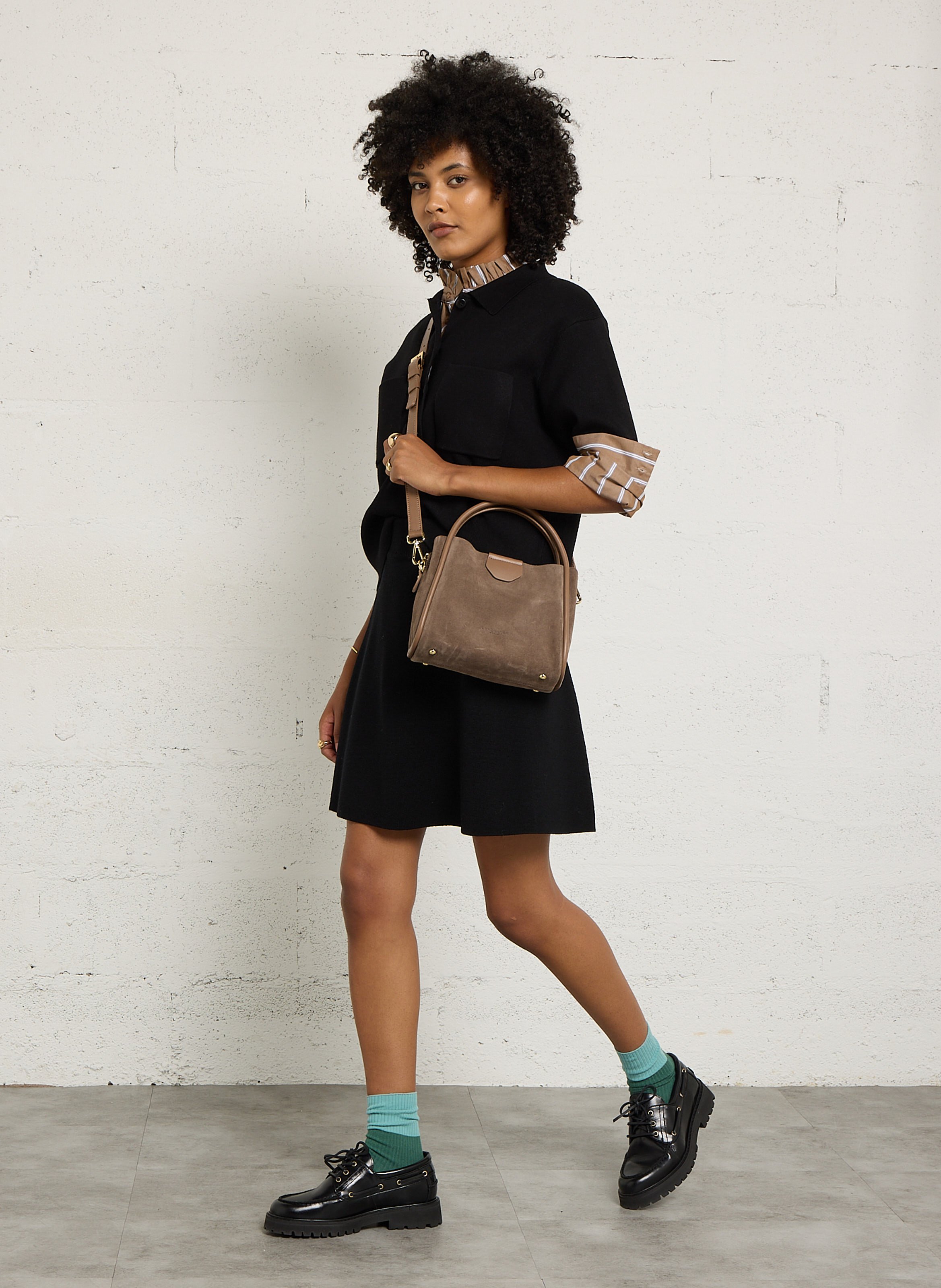 Petit sac à main en cuir de vachette LANCASTER PARIS Marron