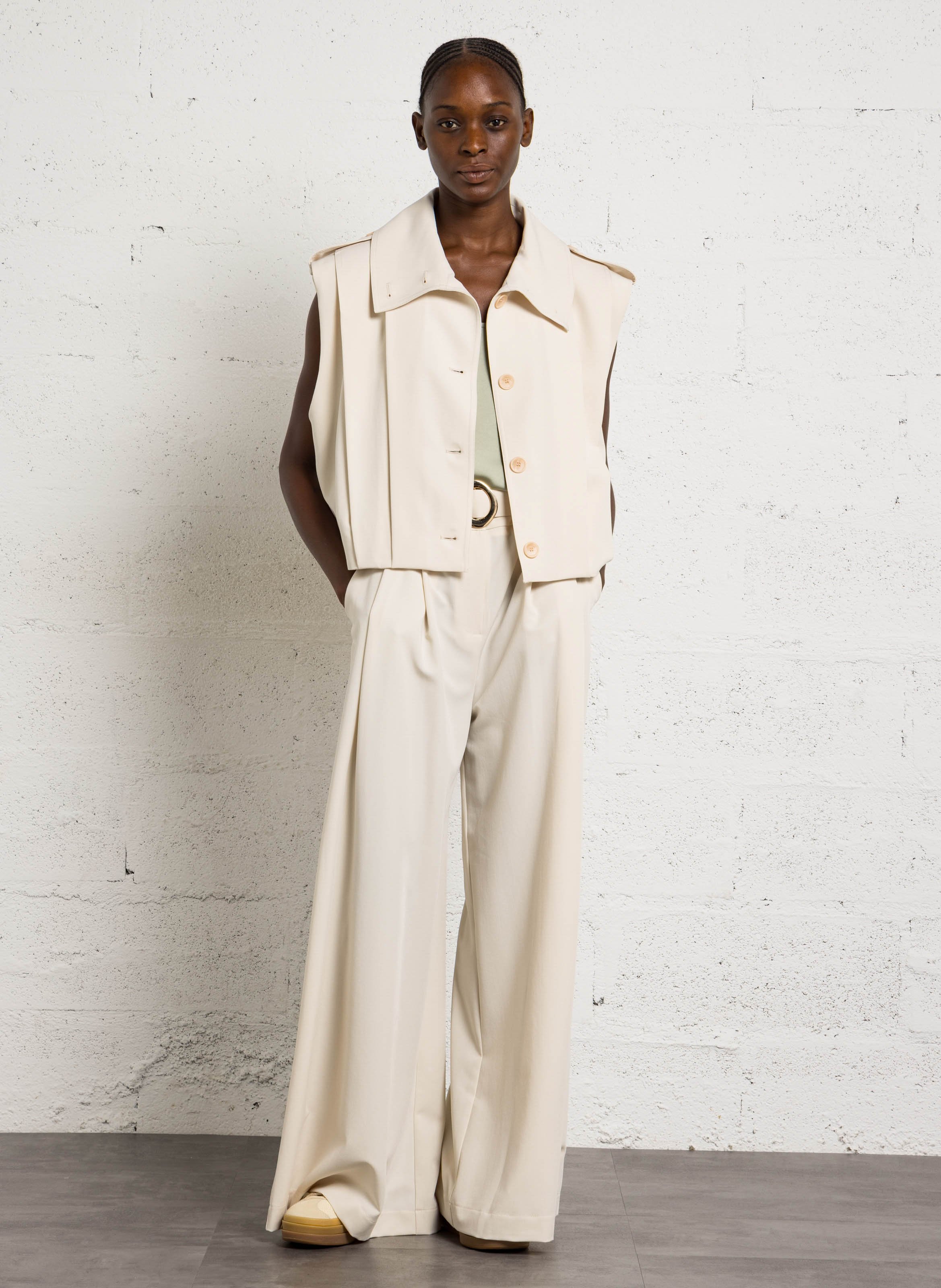 Sleeveless Oversized Vest IMPERIAL Beige