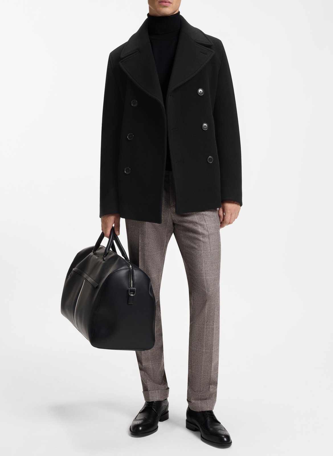 Cross-over wool mix coat BOSS Black