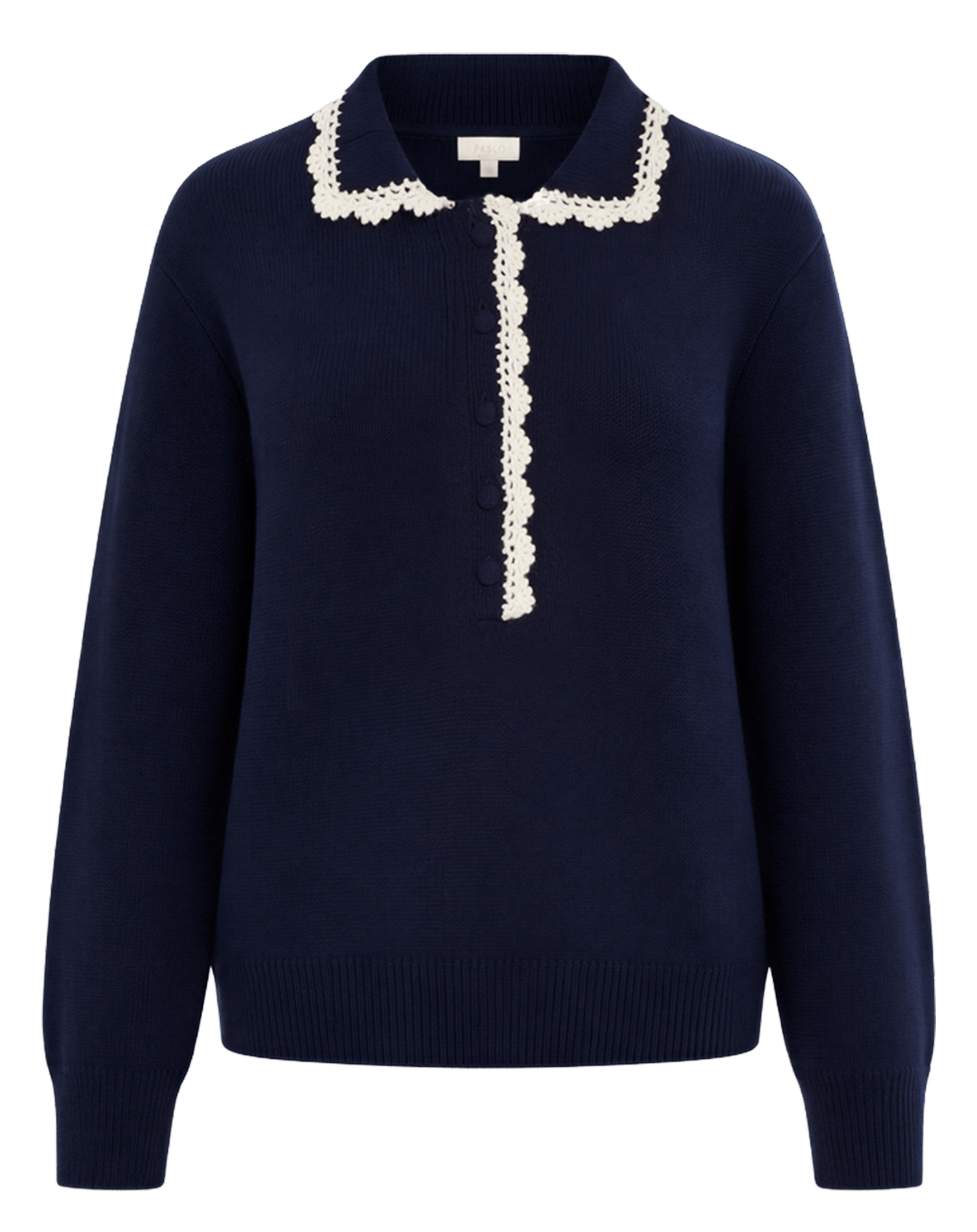 Pull à col boutonné en laine  PABLO Bleu