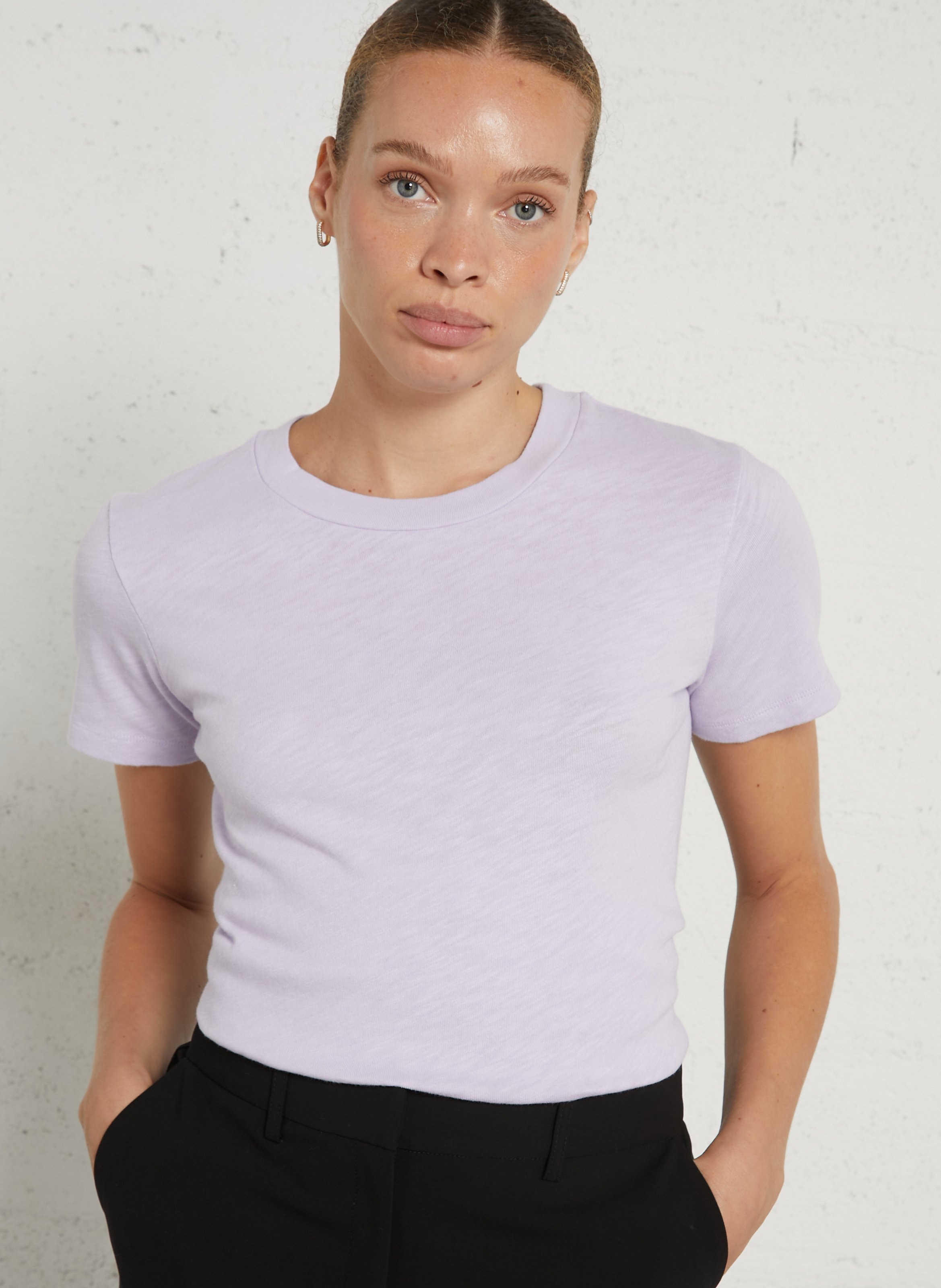 Recht, katoenen T-shirt met ronde hals AMERICAN VINTAGE Violet