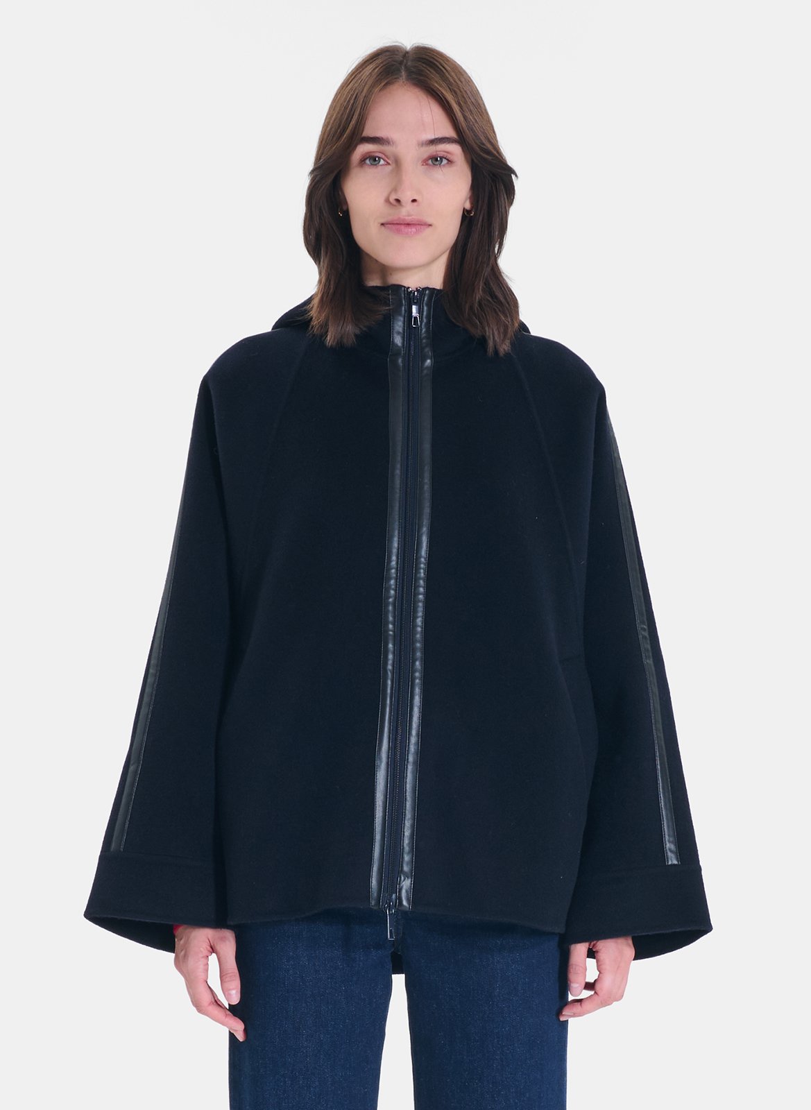 Oversized uitlopende mantel van gemengde wol ZAPA Blauw