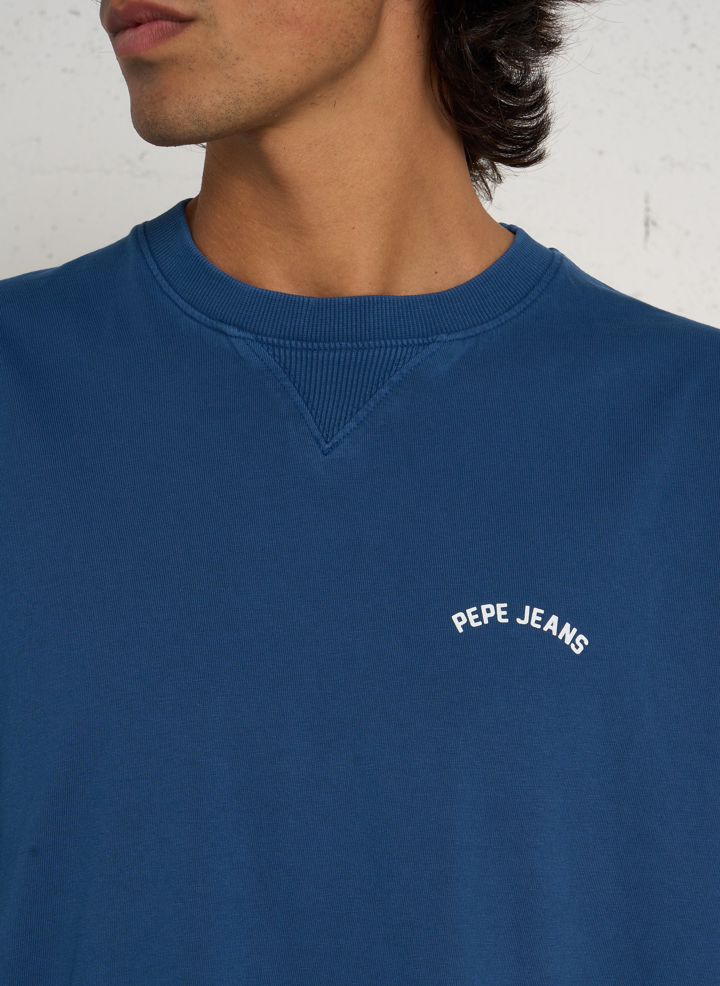 Gerade geschnittenes Baumwoll-T-Shirt PEPE JEANS Blau