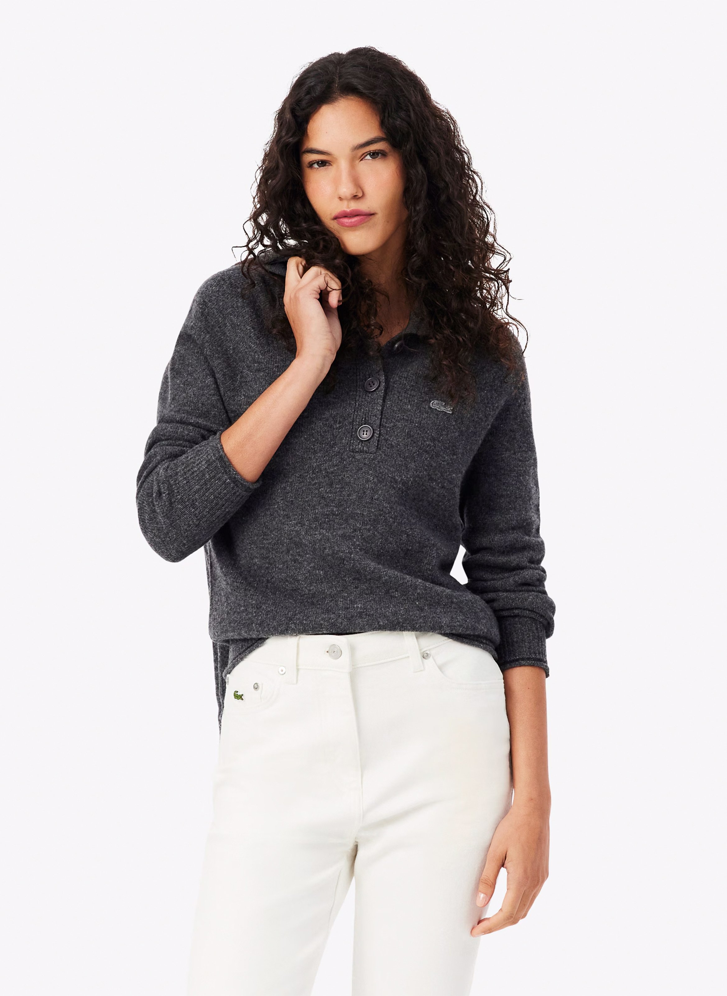 Pull ample en laine LACOSTE Gris