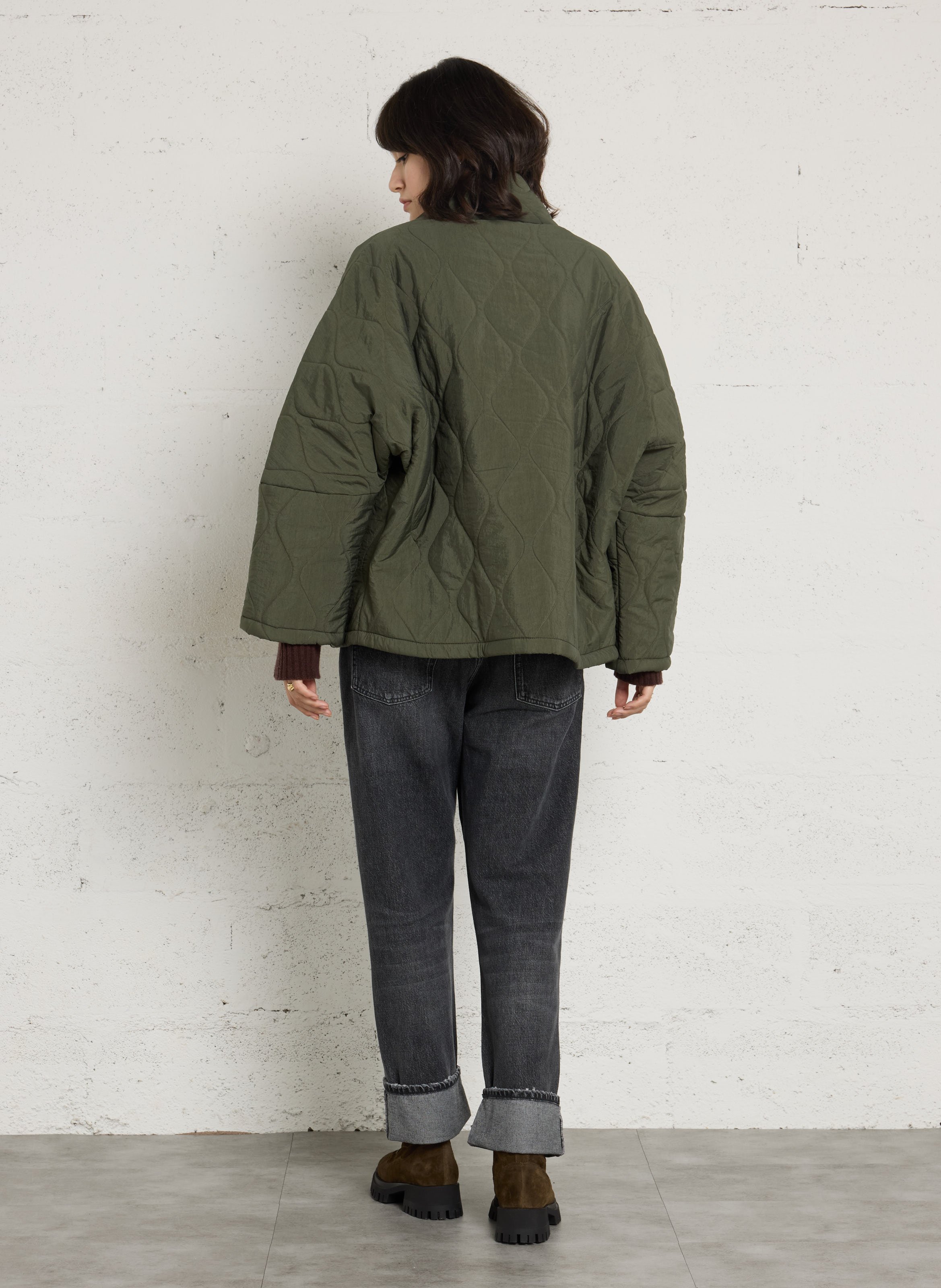 Oversized quilted jacket AOKYANOS Khaki