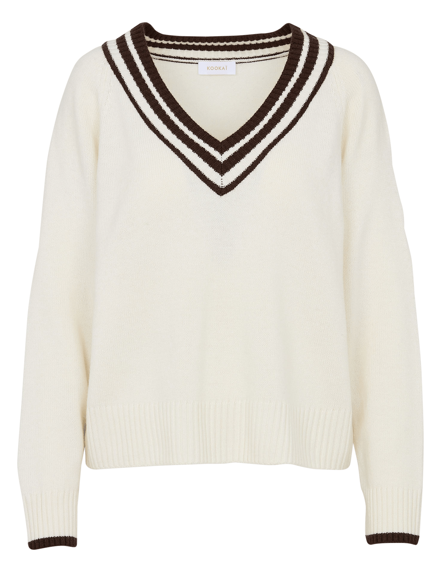 Pull droit col v en laine mélangée KOOKAI Beige