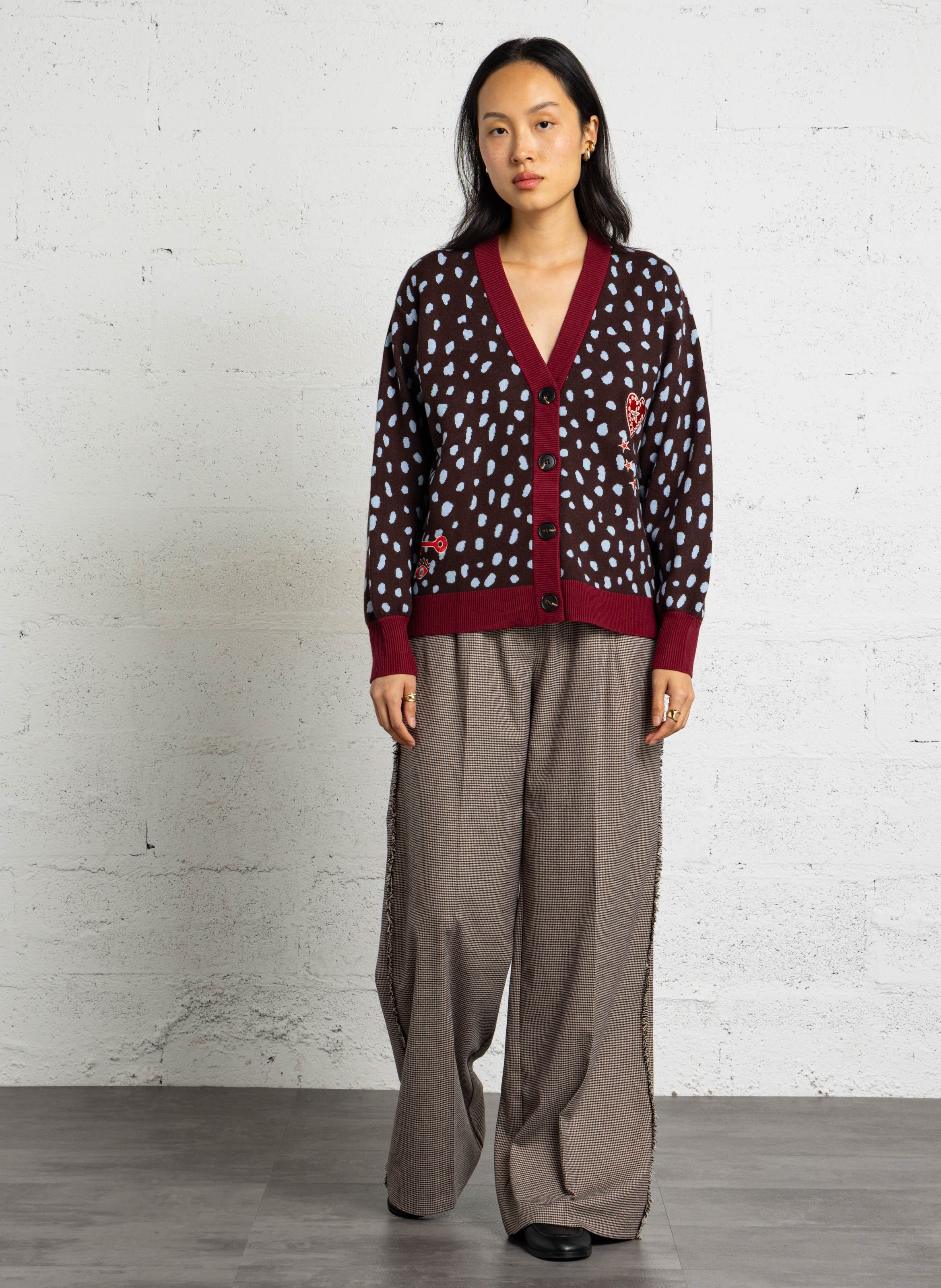 Straight polka-dot cardigan NEVER FULLY DRESSED Brown