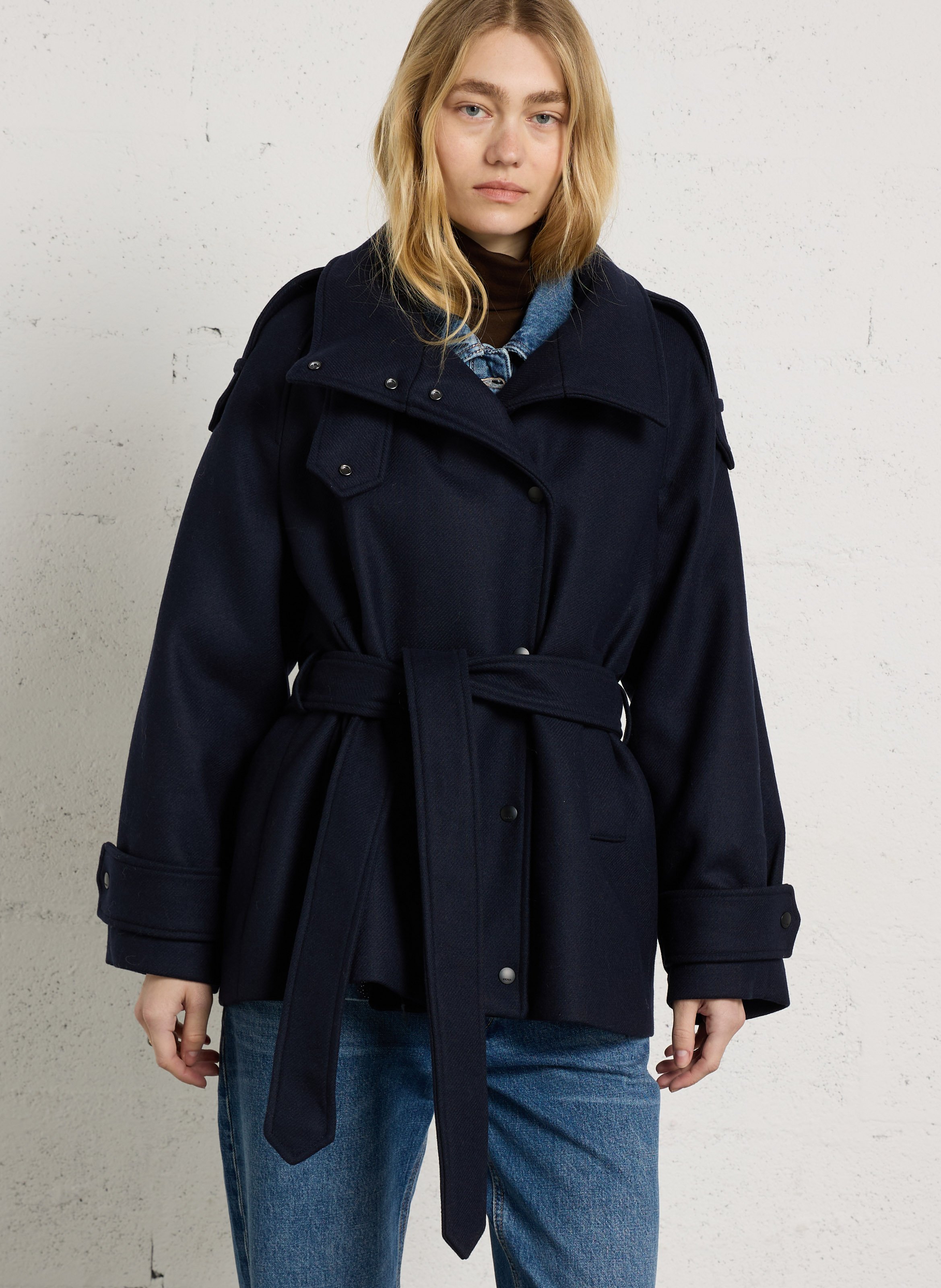 Short trench coat with stand-up collar IKKS Blue