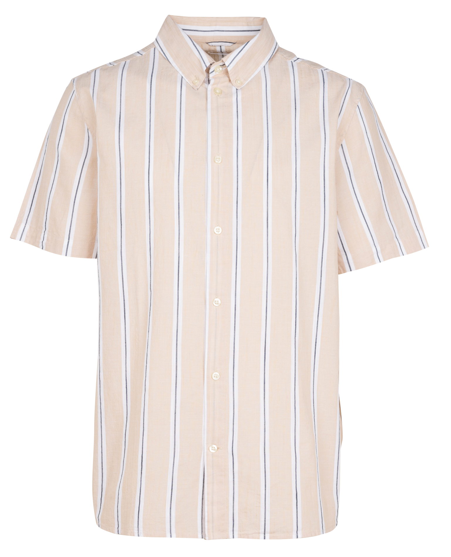 Chemise col américain regular-fit rayé en coton bio KNOWLEDGE COTTON APPAREL Beige