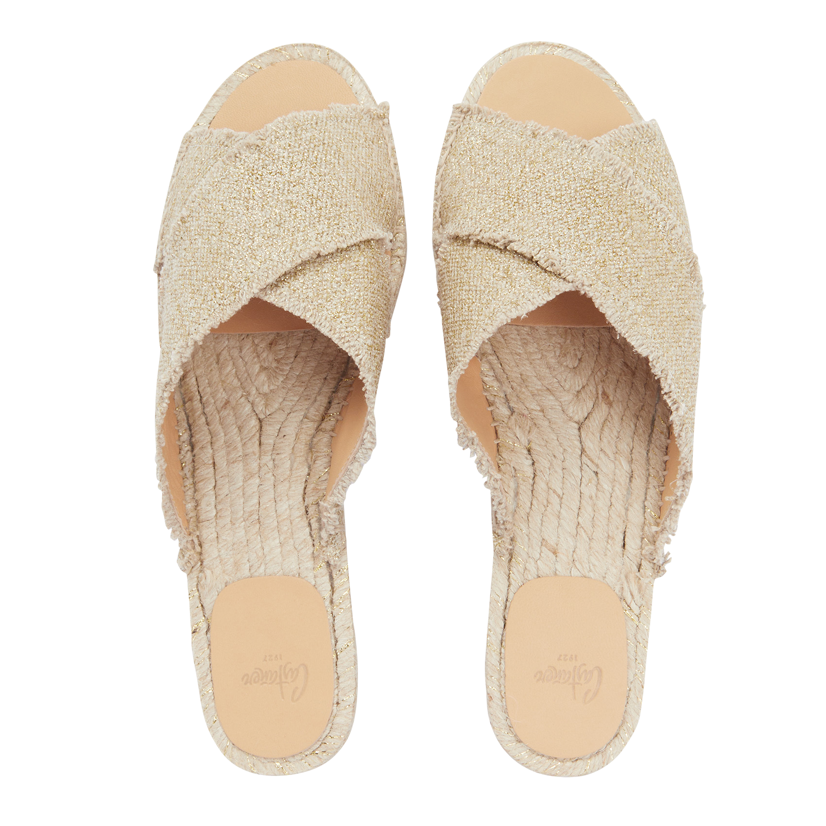 Flat linen-blend mules CASTANER Golden