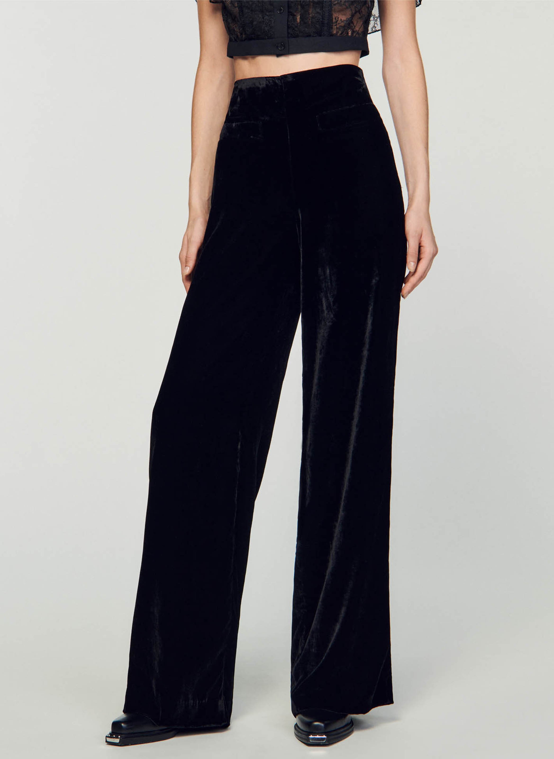 Pantalon noir large online taille haute