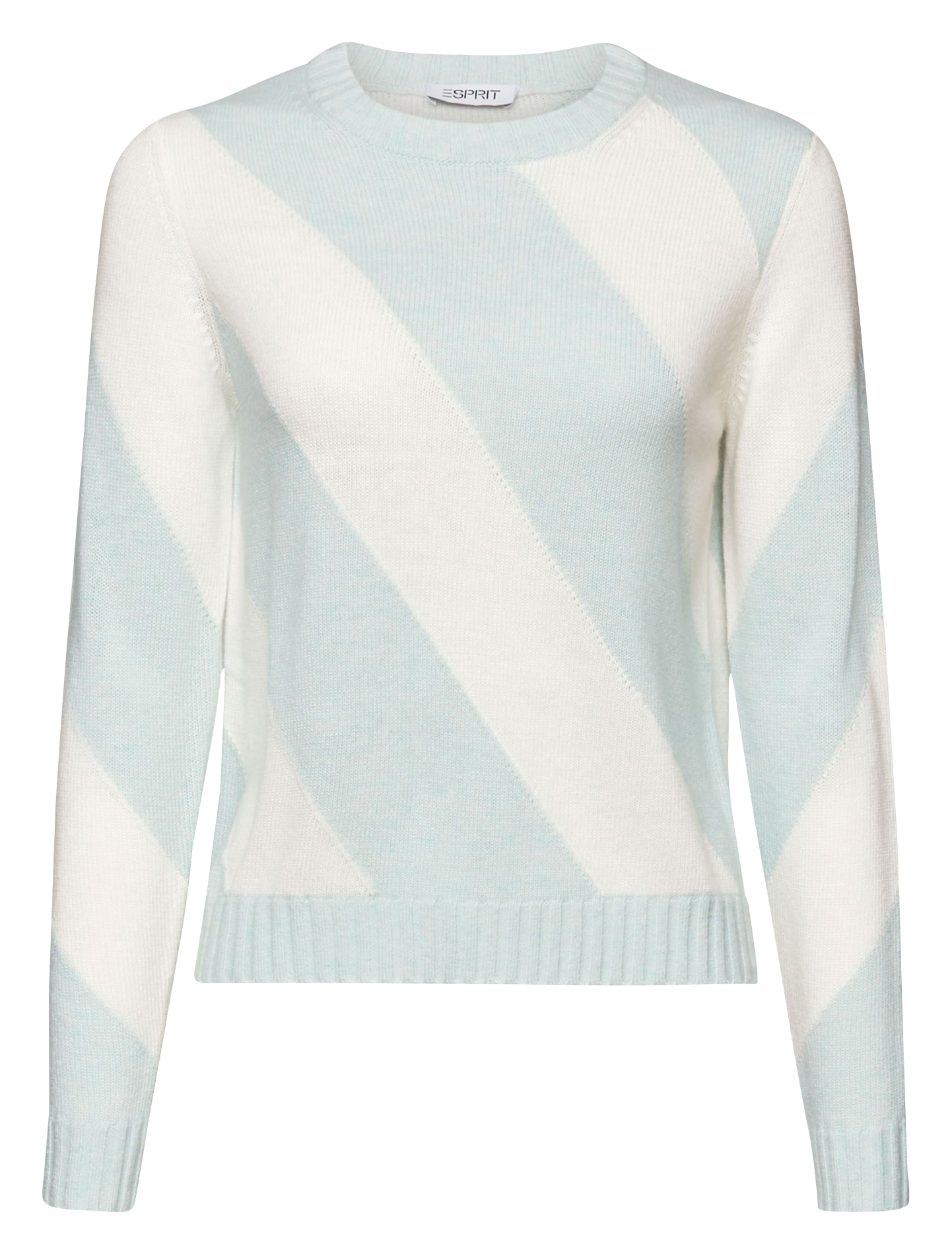 Jersey recto de mezcla de lana y cachemira con cuello redondo ESPRIT Verde