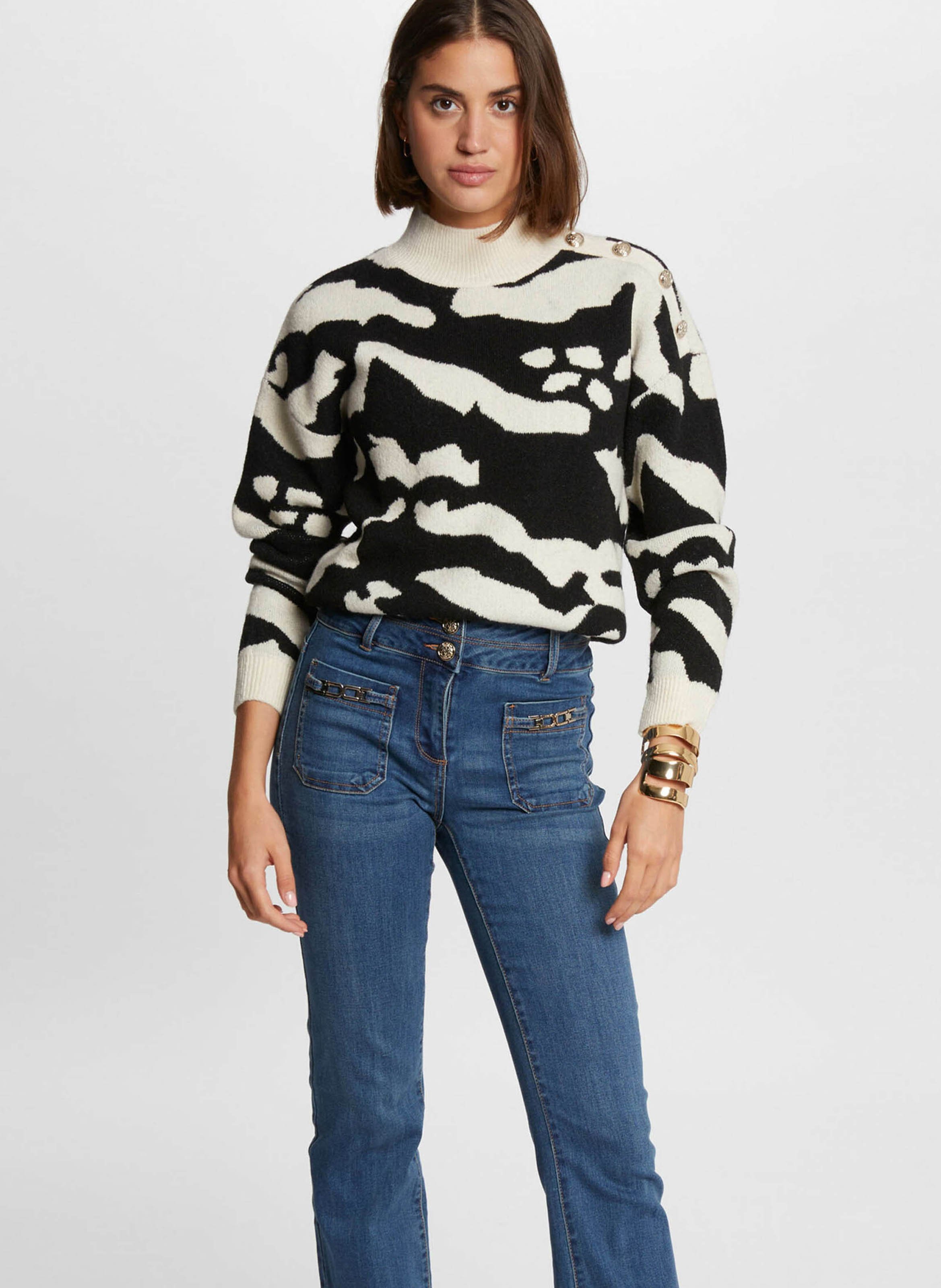 Gestreepte trui MORGAN Beige