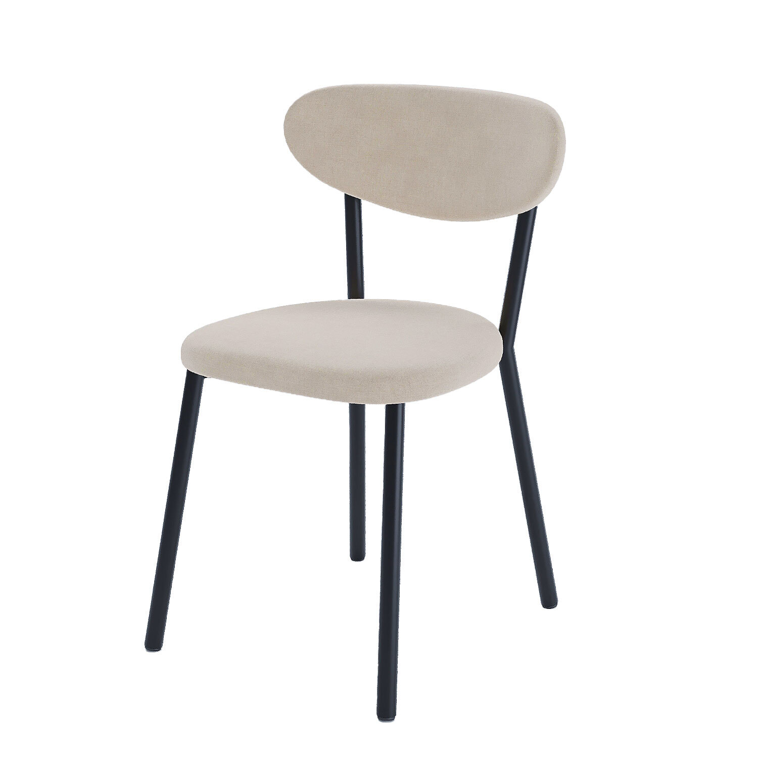 Set of 2 cream bouclette chairs with black metal legs POTIRON PARIS Beige