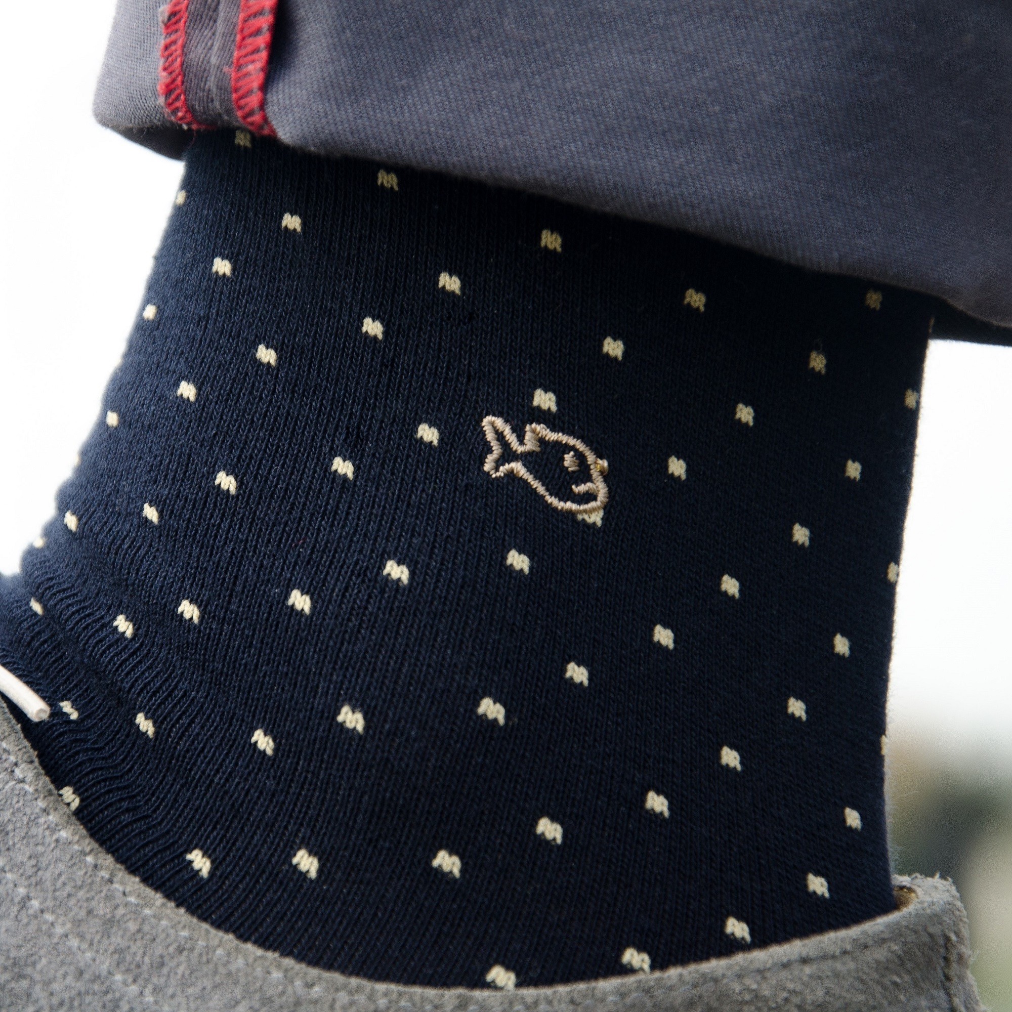 Combed cotton socks with polka dots BILLYBELT Black