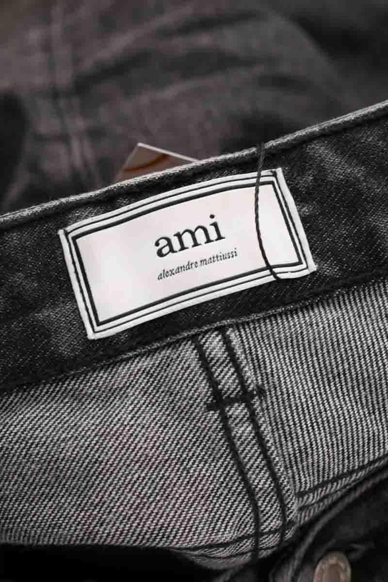 Cotton straight jeans AMI PARIS - Seconde Main Grey