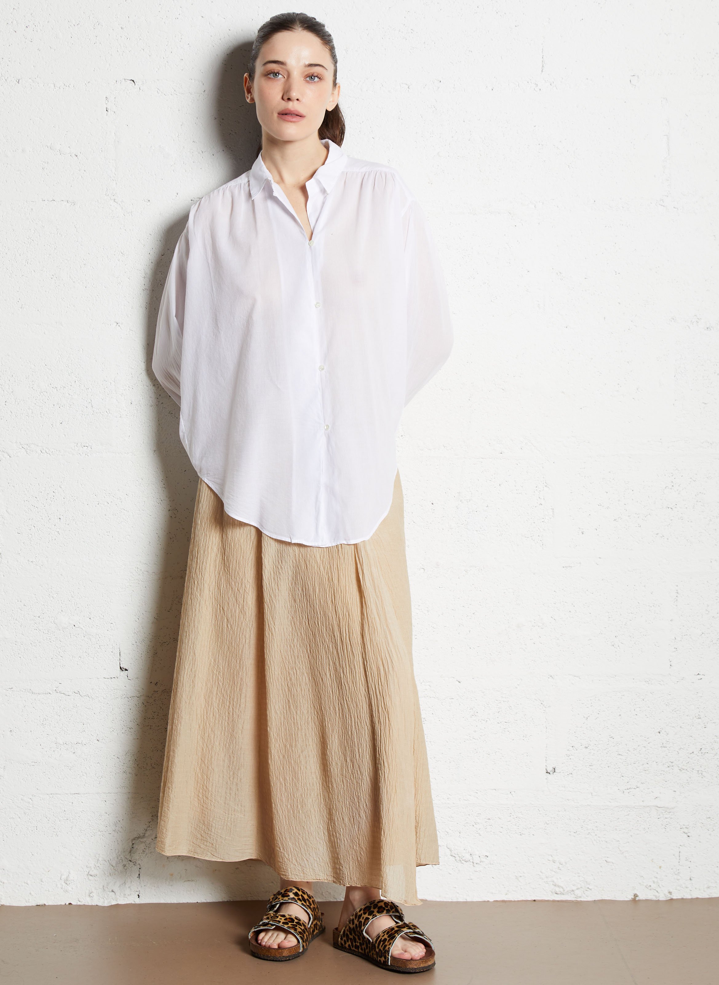 Chemise oversize rayée en coton POMANDERE Blanc