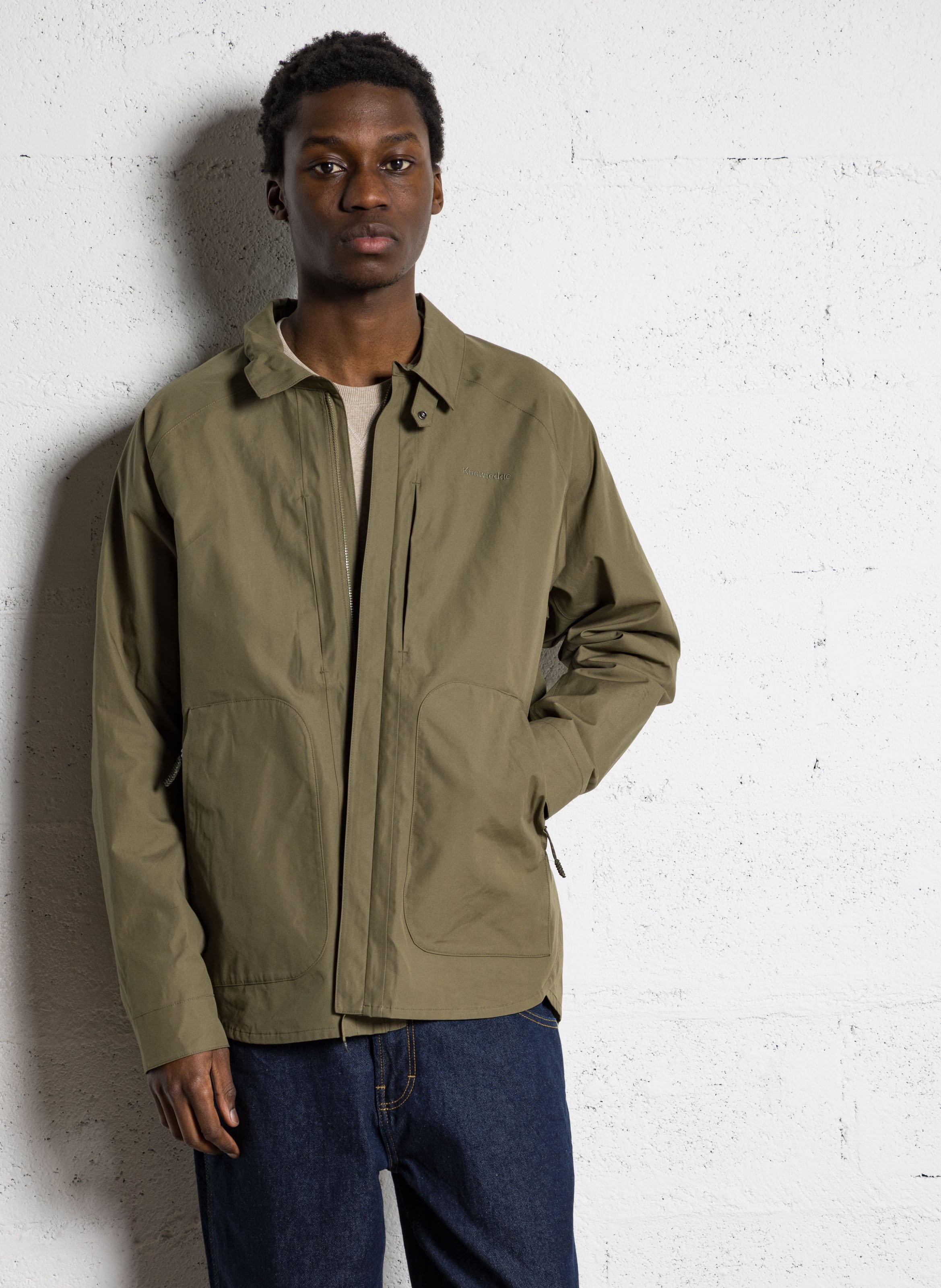 Veste droite zippée en coton bio KNOWLEDGE COTTON APPAREL Vert