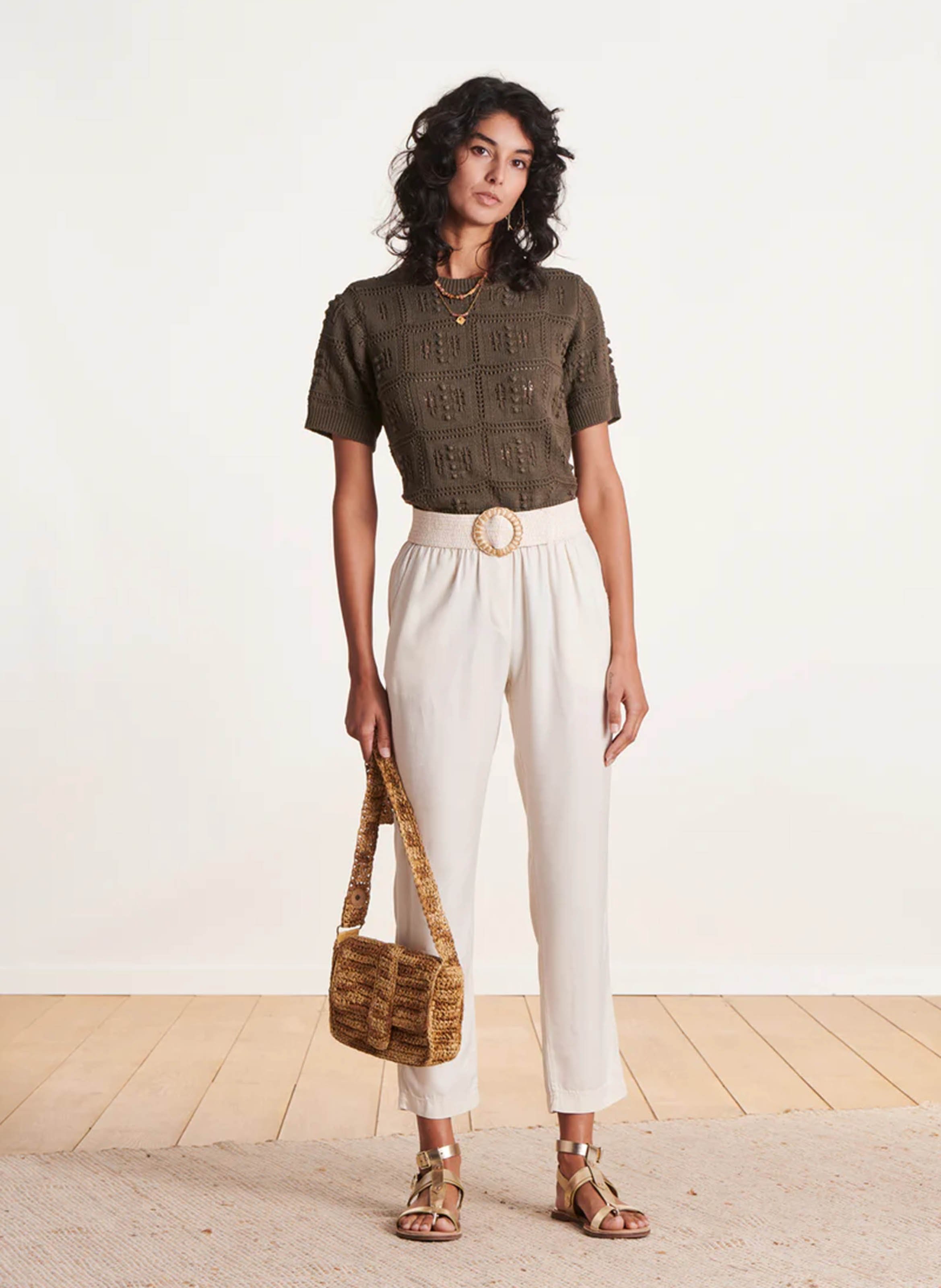 Straight-leg 7/8 pants LA FEE MARABOUTEE White