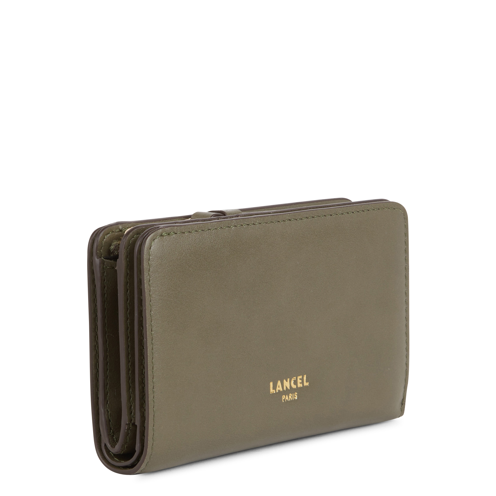 Portefeuille en cuir LANCEL Kaki