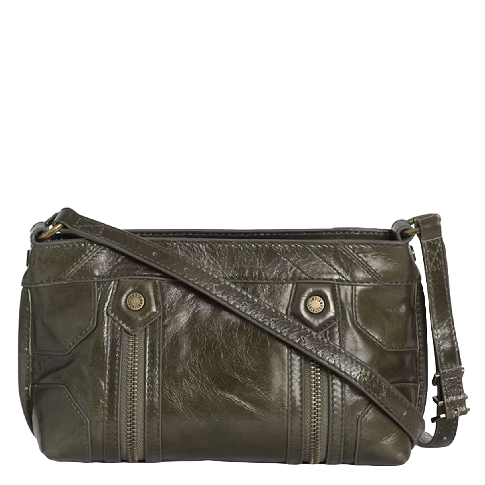 Leren schoudertas met rits ZADIG&VOLTAIRE Groen