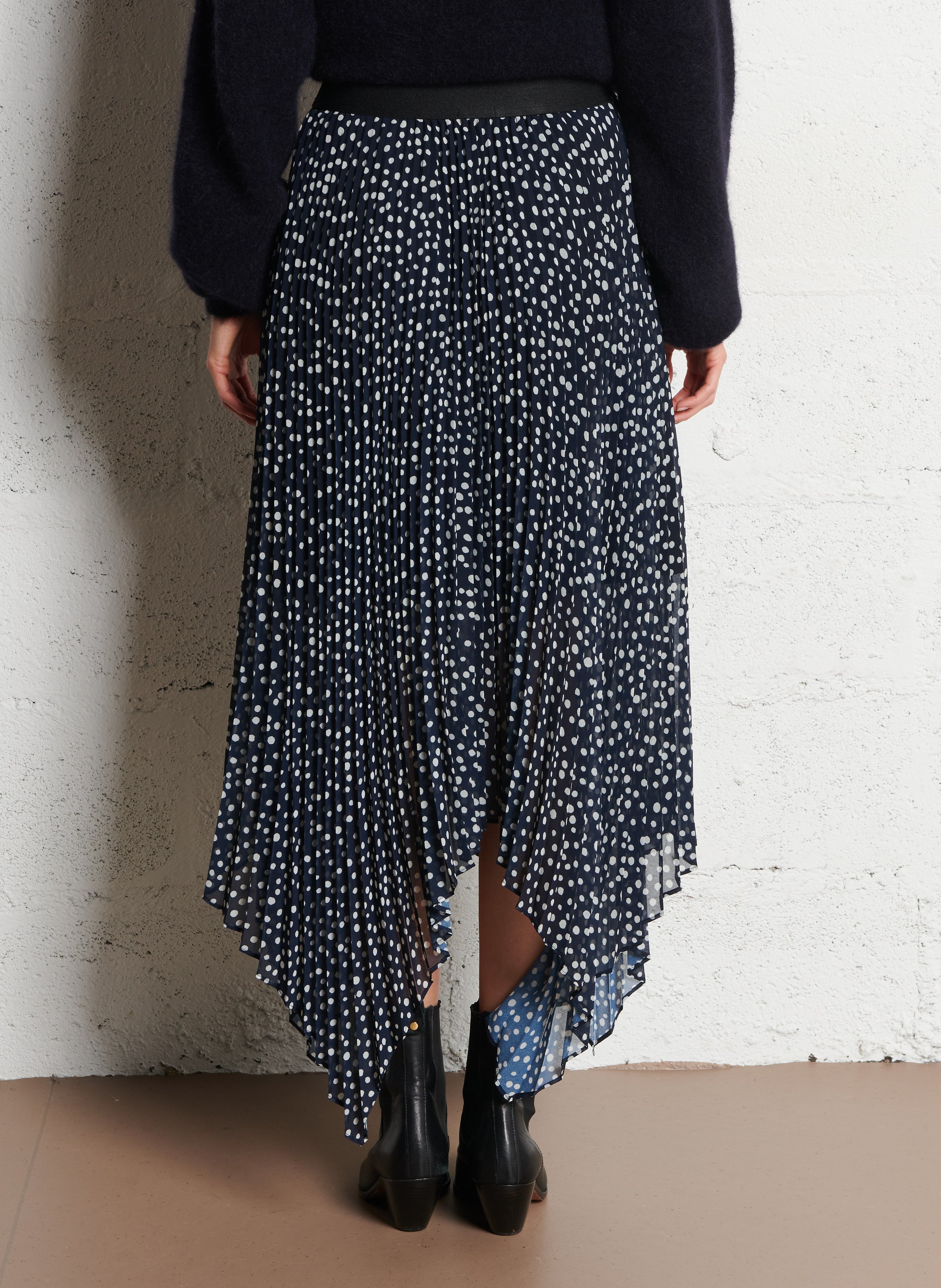 Jupe évasée asymétrique IKKS Bleu