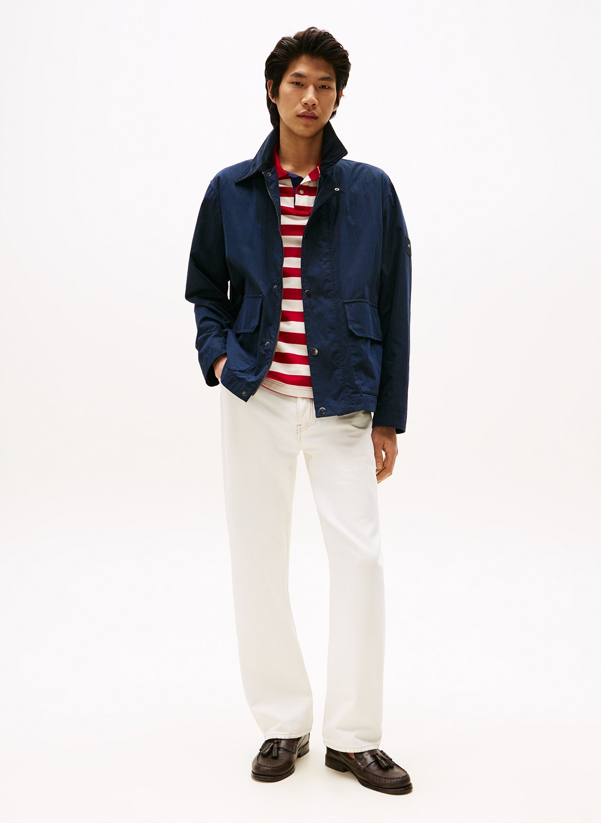 Water-repellent velvet collar jacket in blended cotton TOMMY HILFIGER Blue