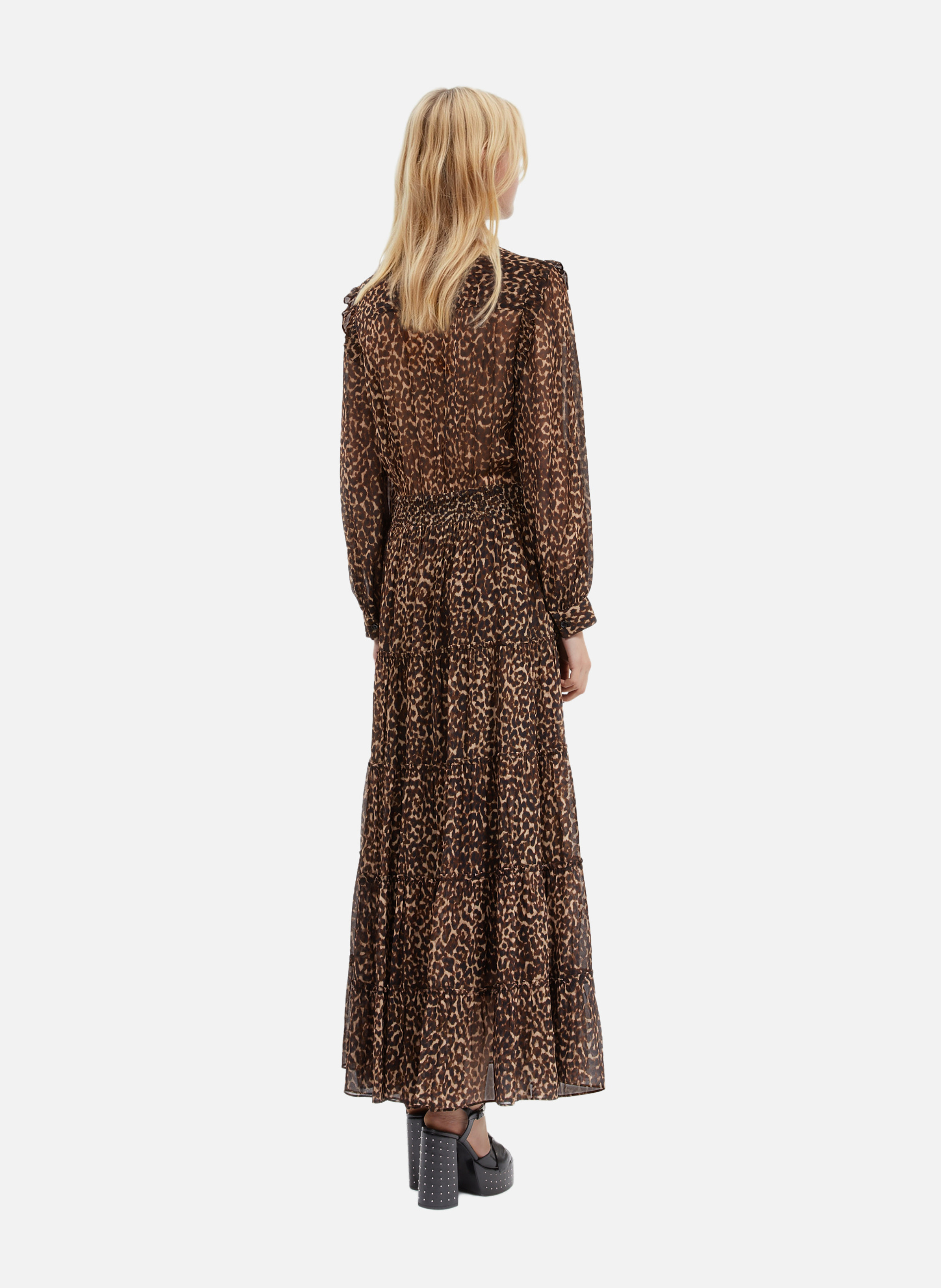 Leopard print long dress with ruffles THE KOOPLES Multicolored