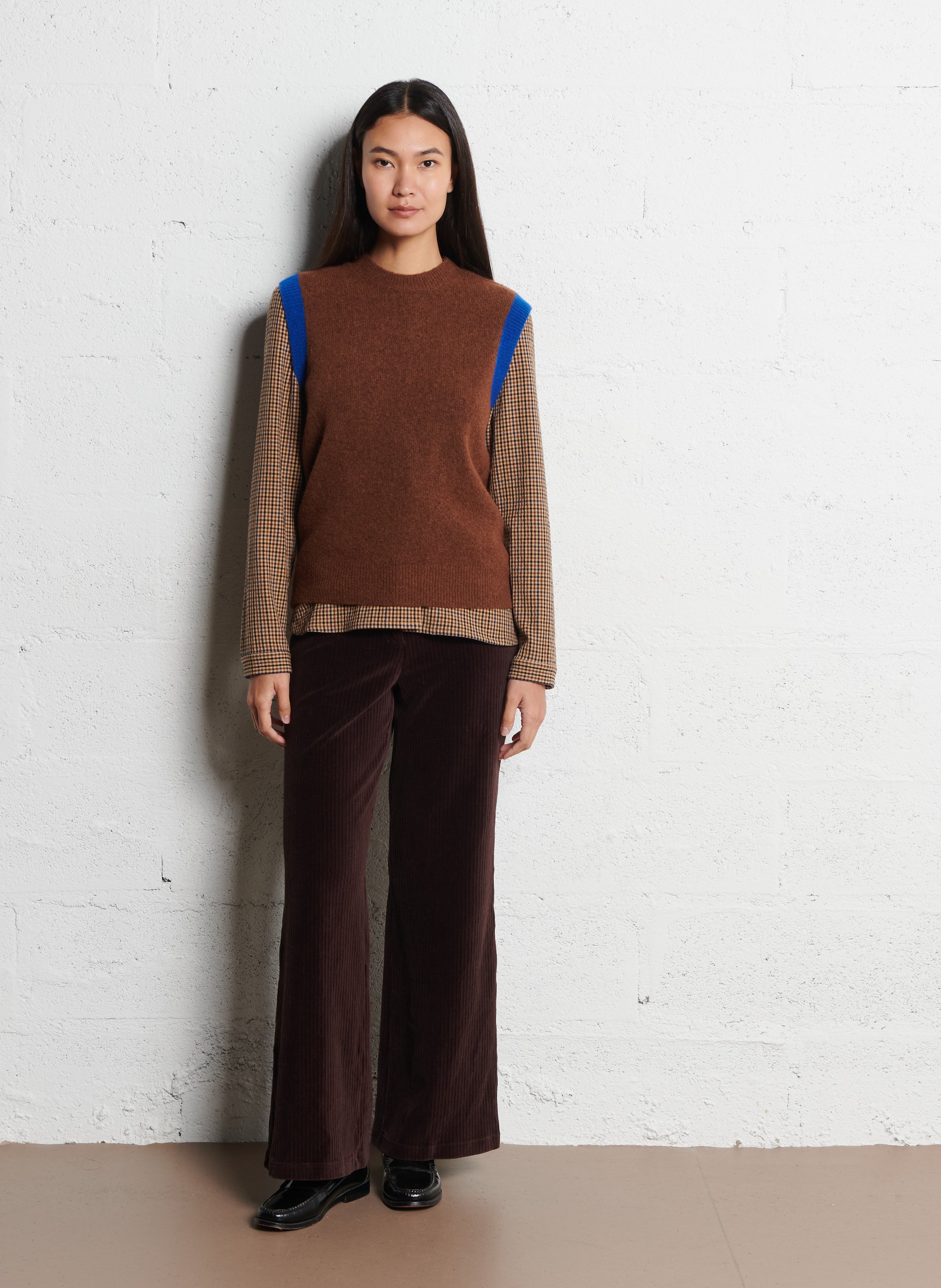 Pull sans manches col rond en laine mélangée NICE THINGS Beige