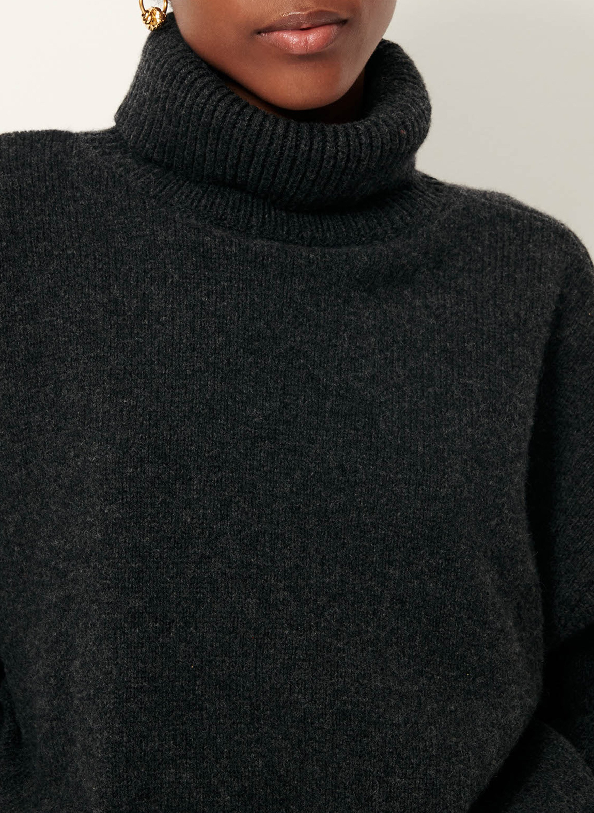 Pull oversize col roulé en laine et cachemire SESSUN Gris