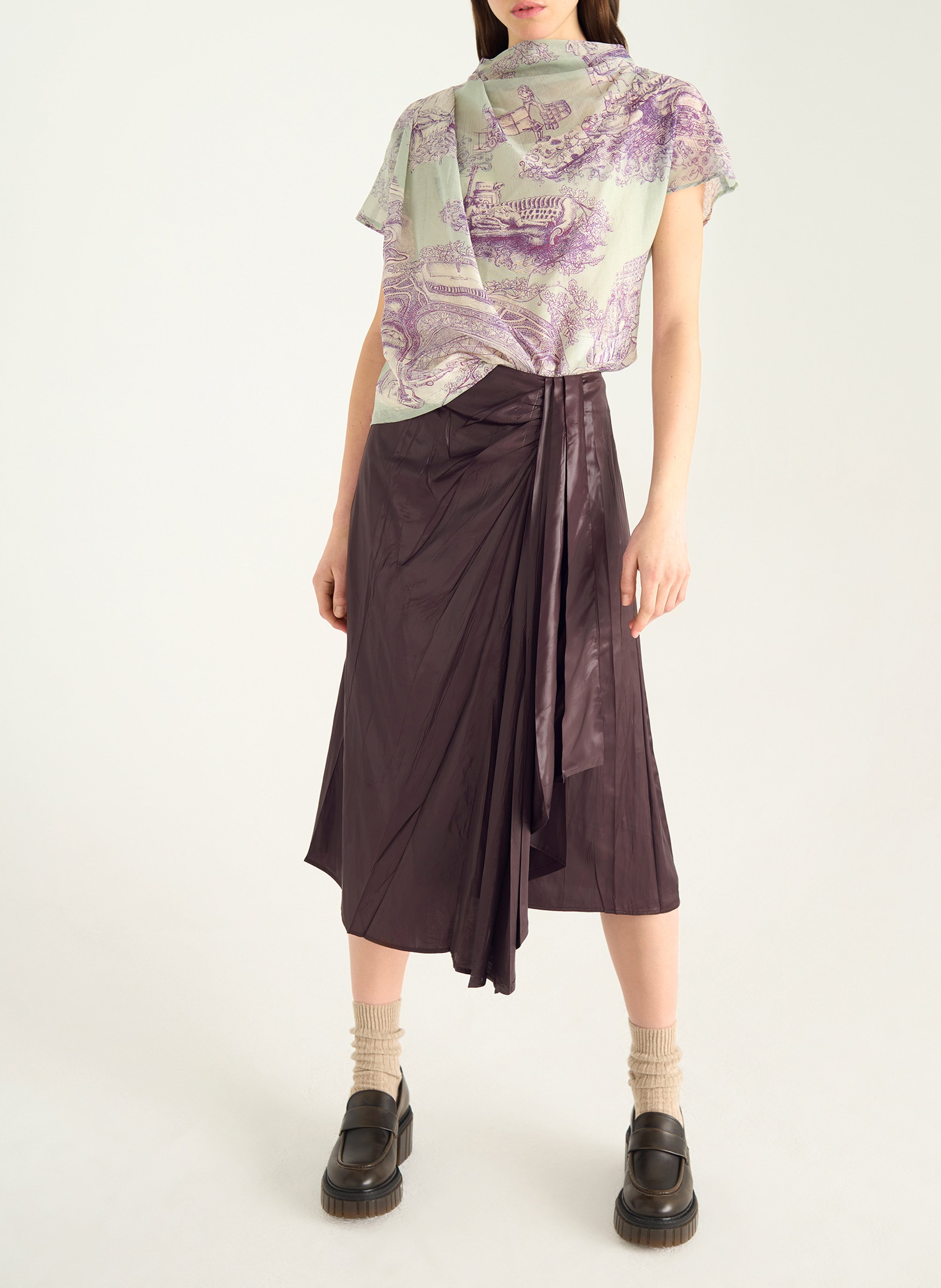 Top col montant en coton mélangé COTELAC Vert