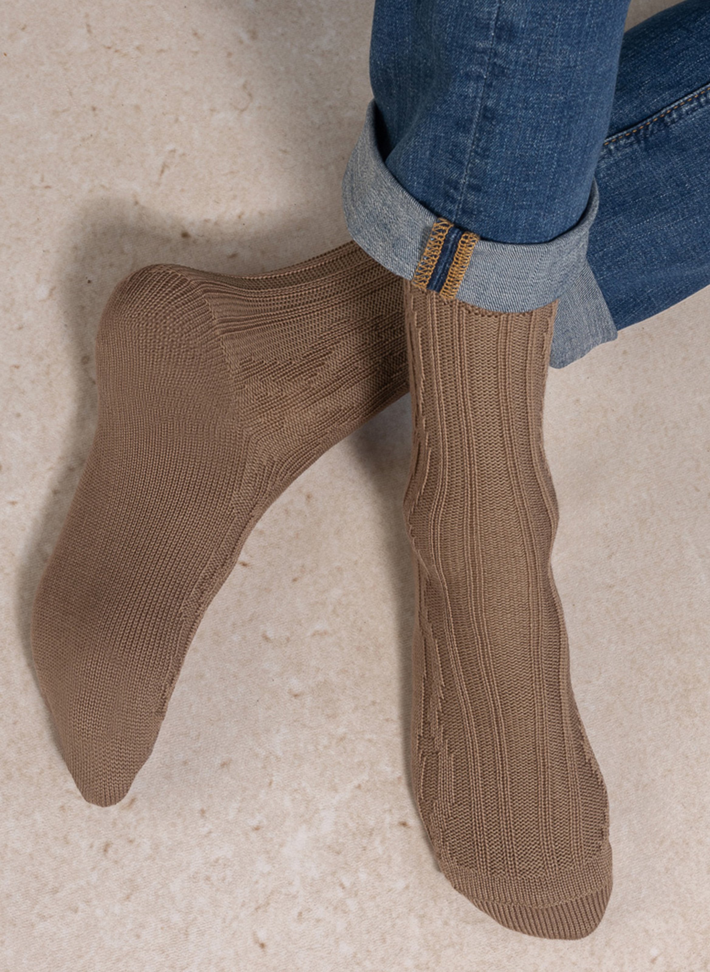 Ribbed wool-blend socks BLEUFORET Brown