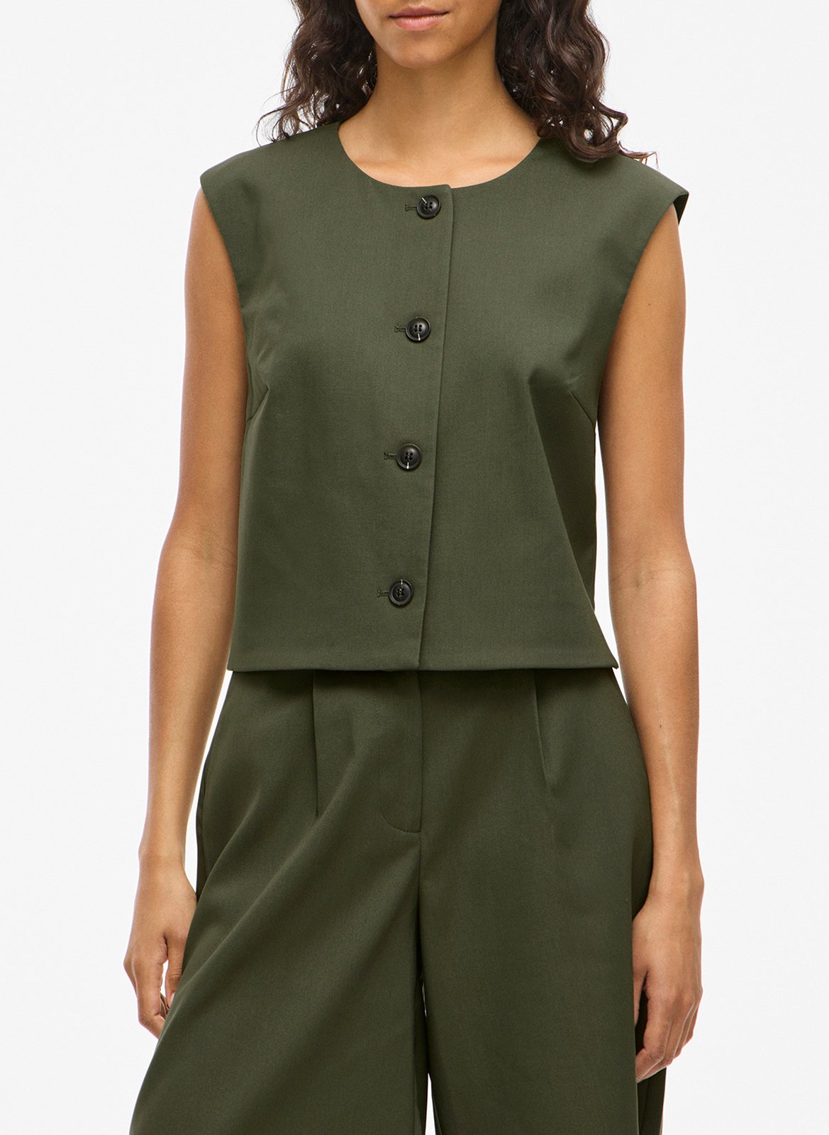 Gilet droit en fibres recyclées mélangées VILA Vert